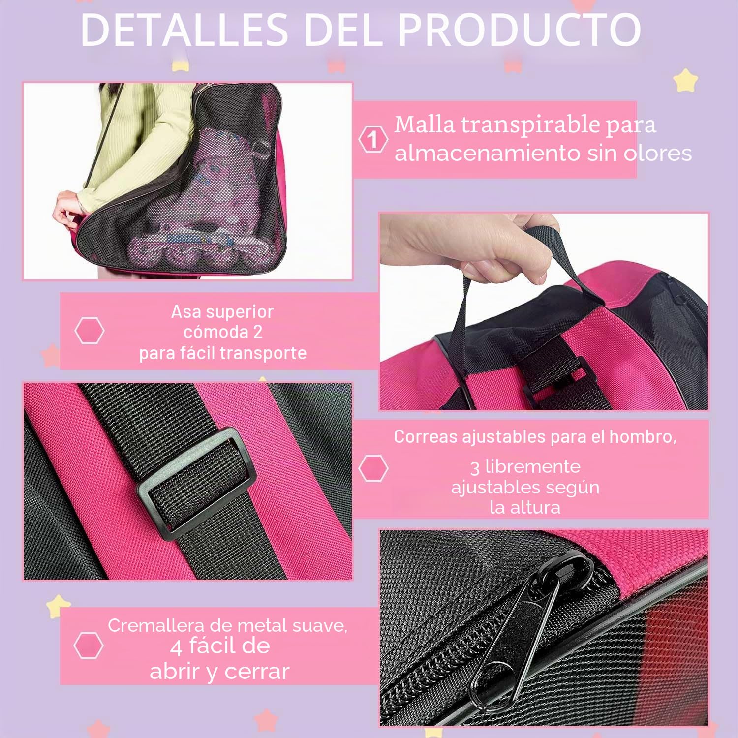 Bolsa de Patines Niña para Patinaje Artístico, Patines de 4 Ruedas y Hielo