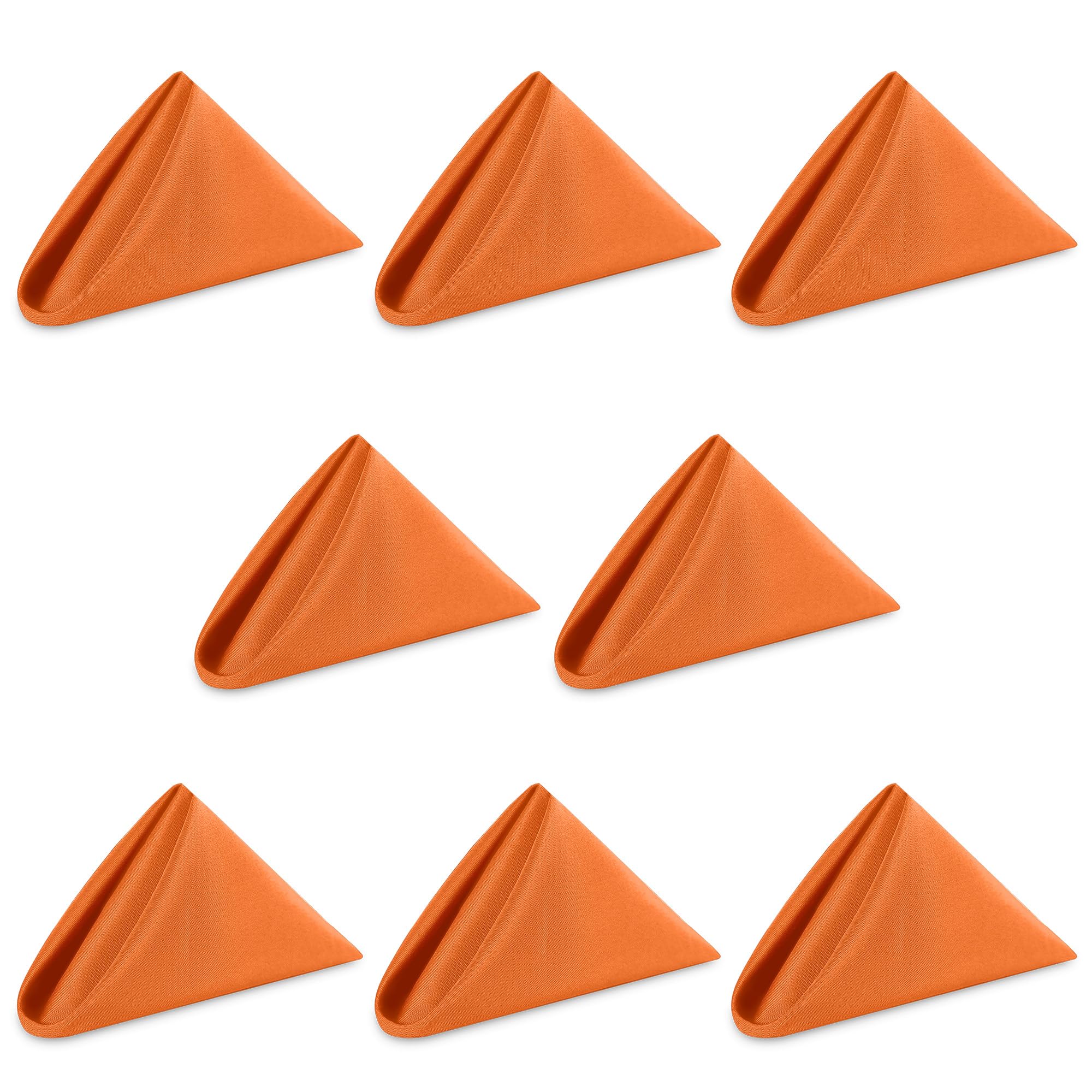 WedDecor 20 x 20 Inch 100% Polyester Cloth Napkins Orange, 8pcs — image 1