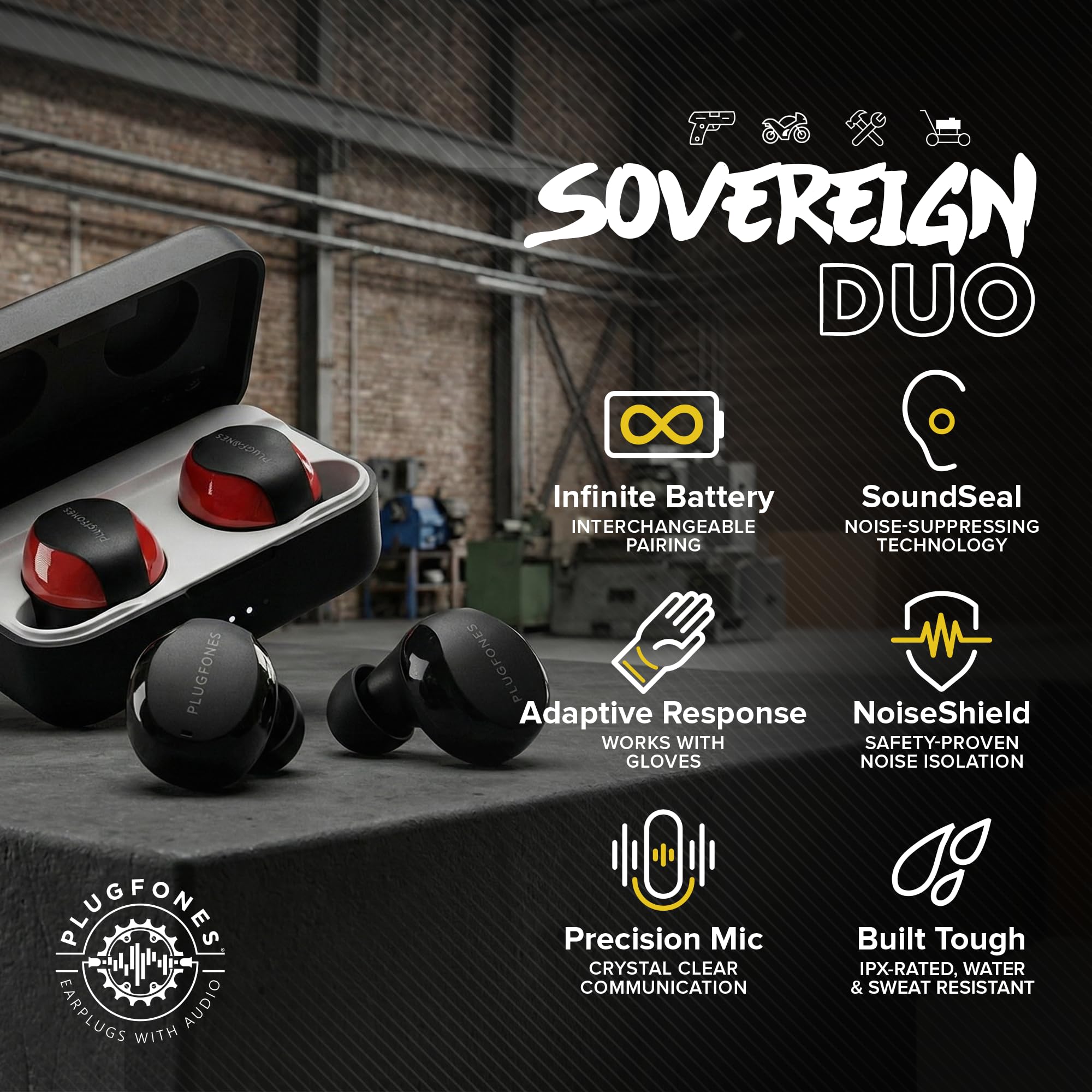 Plugfones Sovereign Duo True Wireless Bluetooth Earphones - Dettaglio