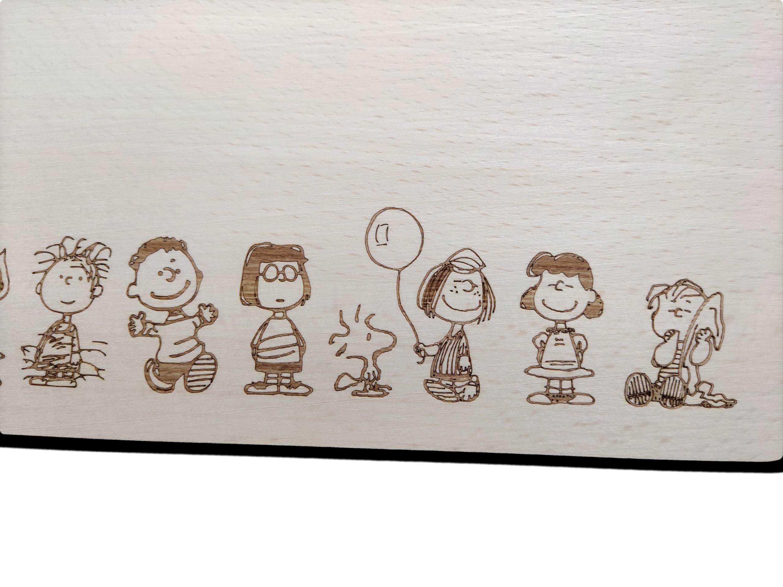 Charlie Brown Snoopy Woodstock Inspired Wooden Cheese Chopping Board Wood Cooking Baker Present Gift Fan, Light Brown, 35L x 24W cm - Image 4