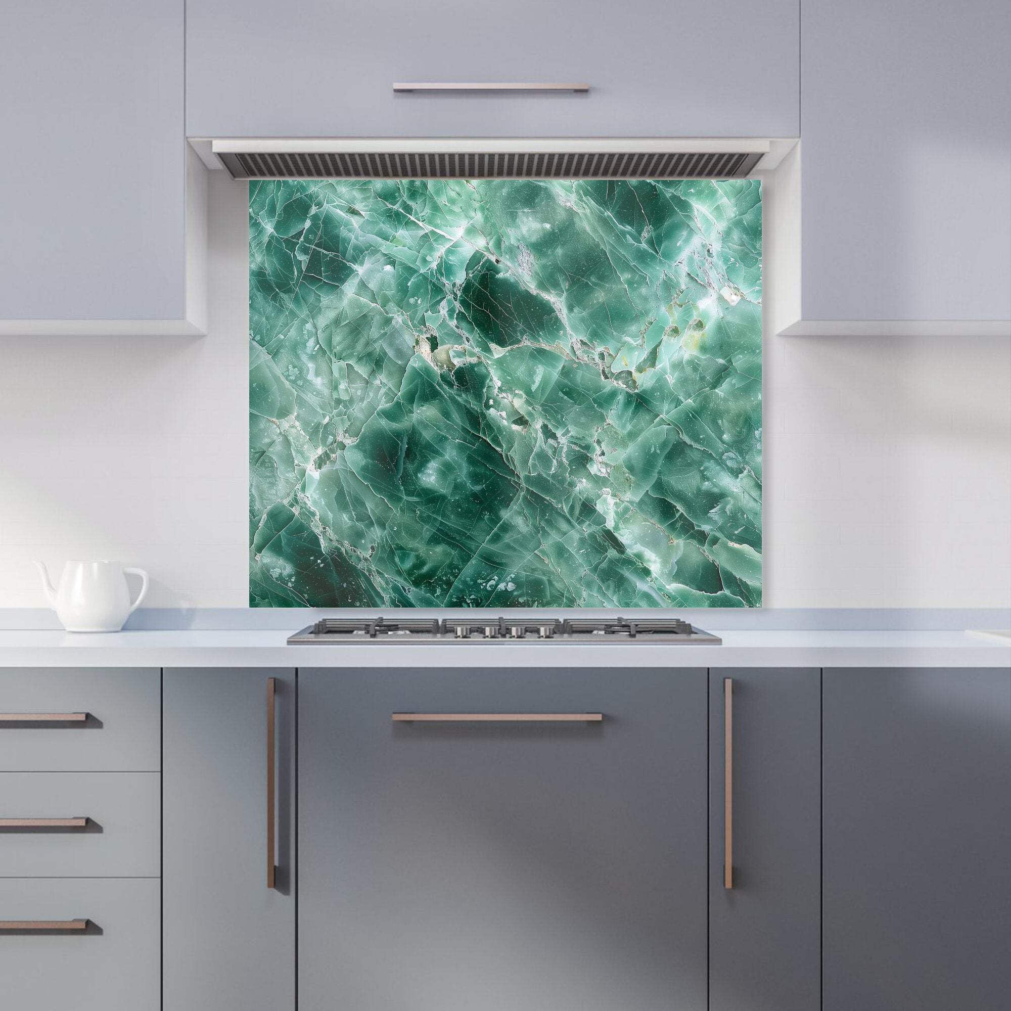 Warren Reed - Designer Light/Green Premium Quartz Effect Kitchen Splashback 6Mm Toughened Glass Kitchen Splashback – Heat Resistant Splashback For Kitchens, Perfect For Cookers And Hobs, Polished Edges