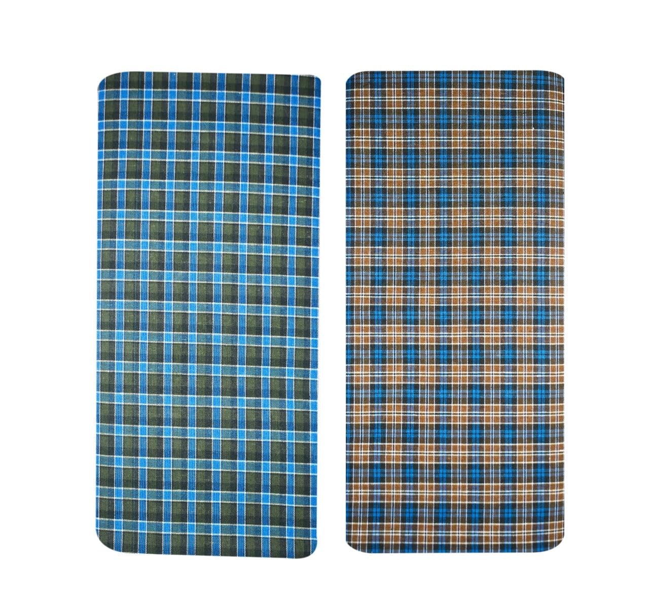 blue leaf Men's Regular Fit Premium Cotton Checks Lungi - (2037_Assorted_2.25 Meters) Combo Pack of 2-picture-37