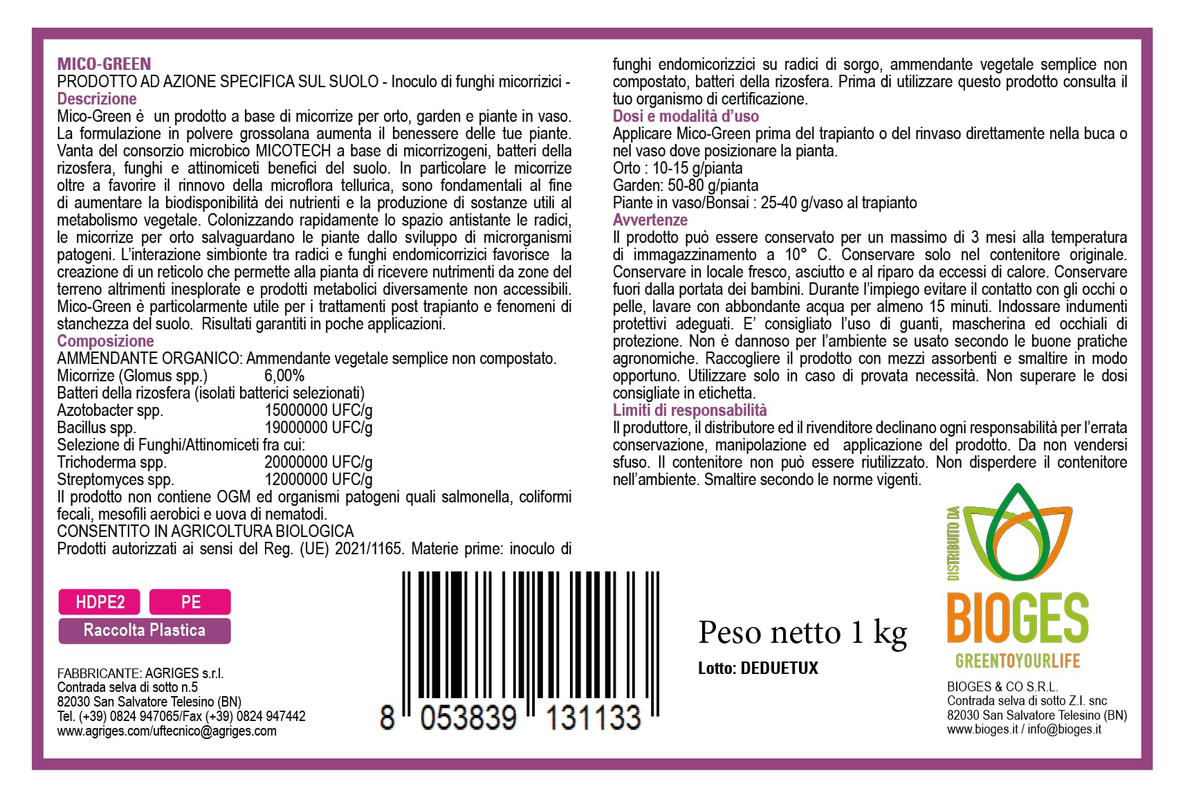 Mico-Green da 1 kg – micorrize in Polvere