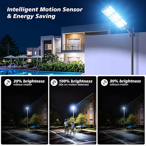 Miniatura 6 de Luces solares de calle de 10000 W para exteriores, luces solares de gran angular, sensor de movimiento para exteriores, luz de estacionamiento