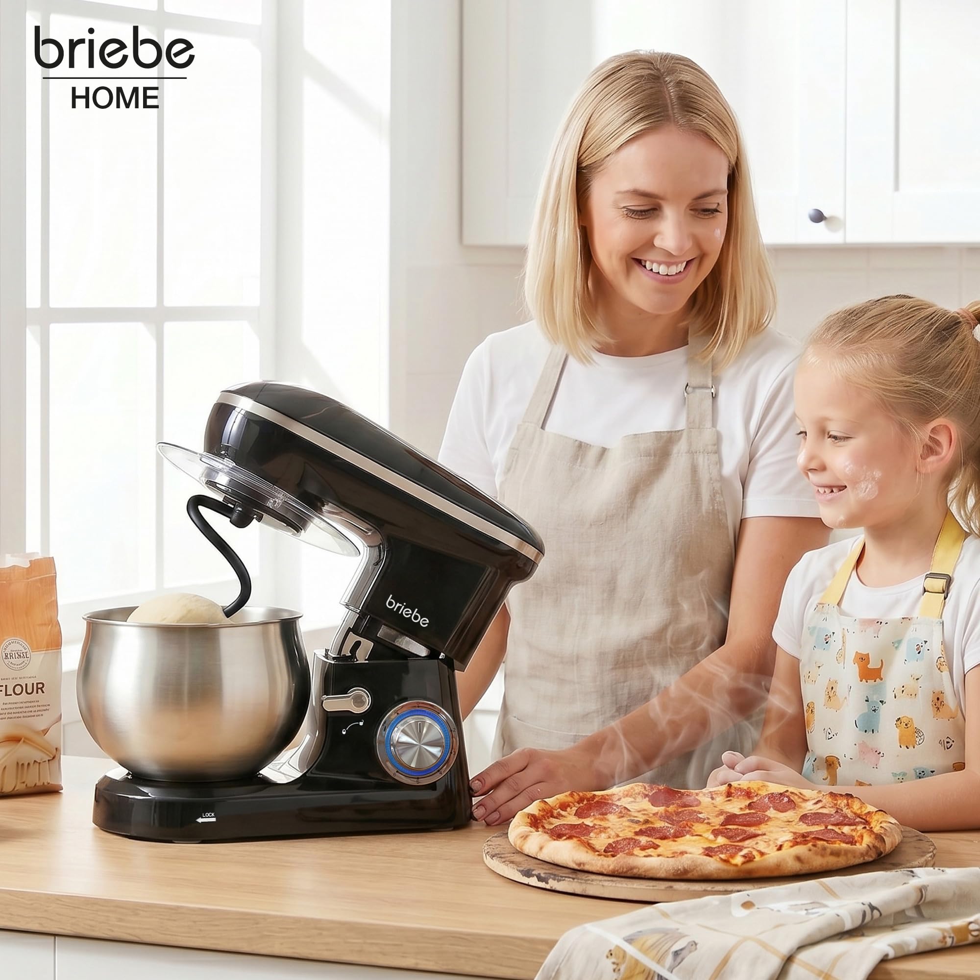 briebe Impastatrice Planetaria Professionale per Pasticceria 1800W MAX Robot da Cucina Orbitale, Frusta, Ciotola 5 L, 6 Velocità + Funzione Pulse, Schermo Touch LED, KM1164