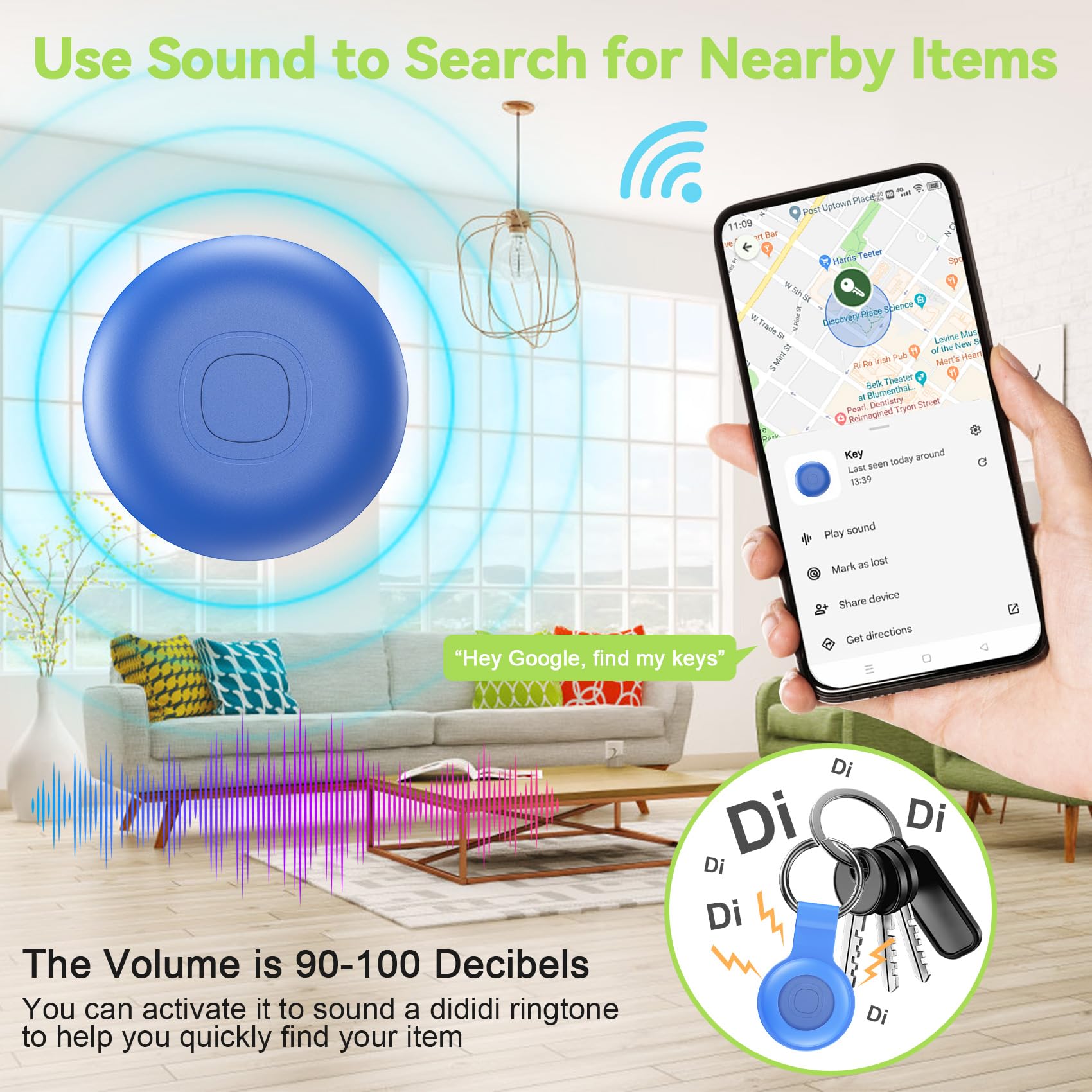 Air Tracker Android 4 Pack, IP 67 Wasserdicht Smart Tag Schlüsselfinder kompatibel mit Google Find Hub APP (Android NUR) Bluetooth Tag Key Finder für Gepäck/Brieftasche/Koffer/Taschen