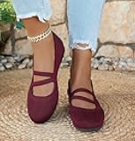 Knit Flats for Women Square Toe Ankle Strap Casual Ballet Flats Mary Jane Shoes Women Comfortable for Dressy Office