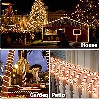 Vista 4 de Afirst Cuerda de luces de bastón de caramelo de Navidad, guirnalda de luces LED de 30 pies, IP65, impermeable, conectable, tubo de luces