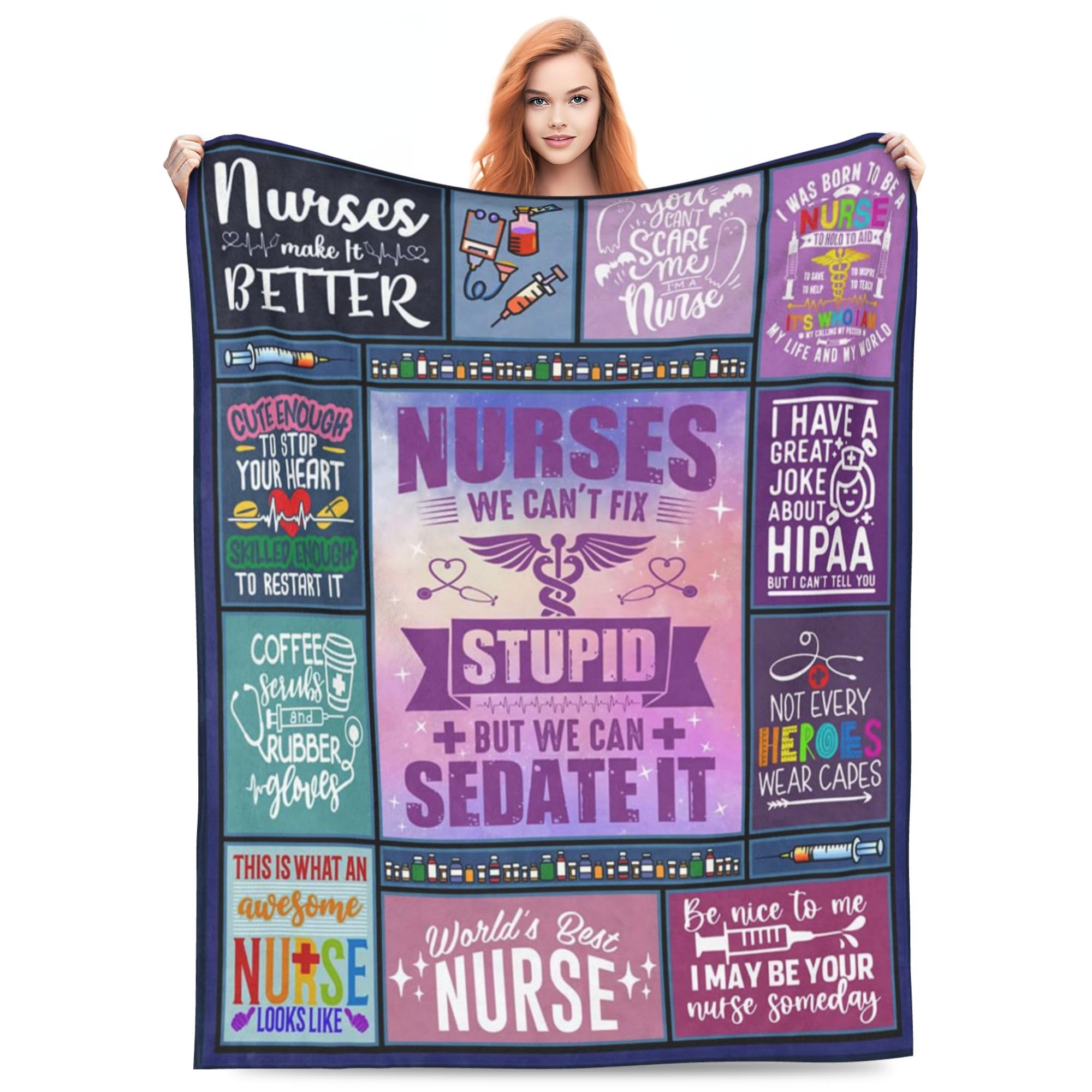 Xinvast Women's Multi Nurse Nurse Gifts For Throw Blanket 60"X50", Nurses Week Gifts, Nurse Appreciation Gifts, Rn Gifts For Nurses 50"X60"