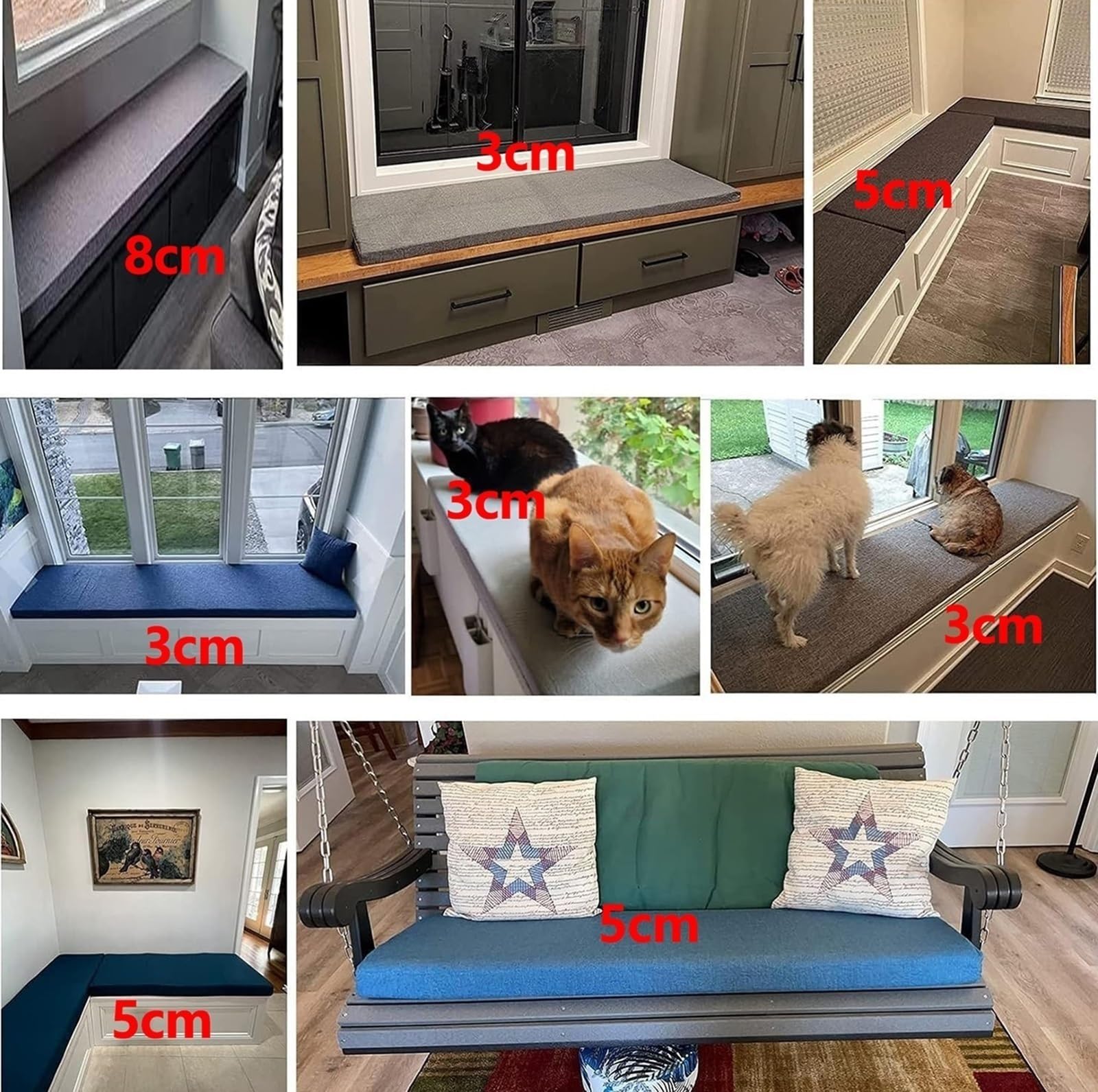Stuhlkissen Sitzkissen Bank Bankkissen Gartenbank Kissen Bankauflage Sitzauflage Sitzpolster Für Innen Outdoor Fenster Kissenauflage Kissenauflagen Rund Für Rechteckig Quadrat(Dunkelblau,40x150 cm)