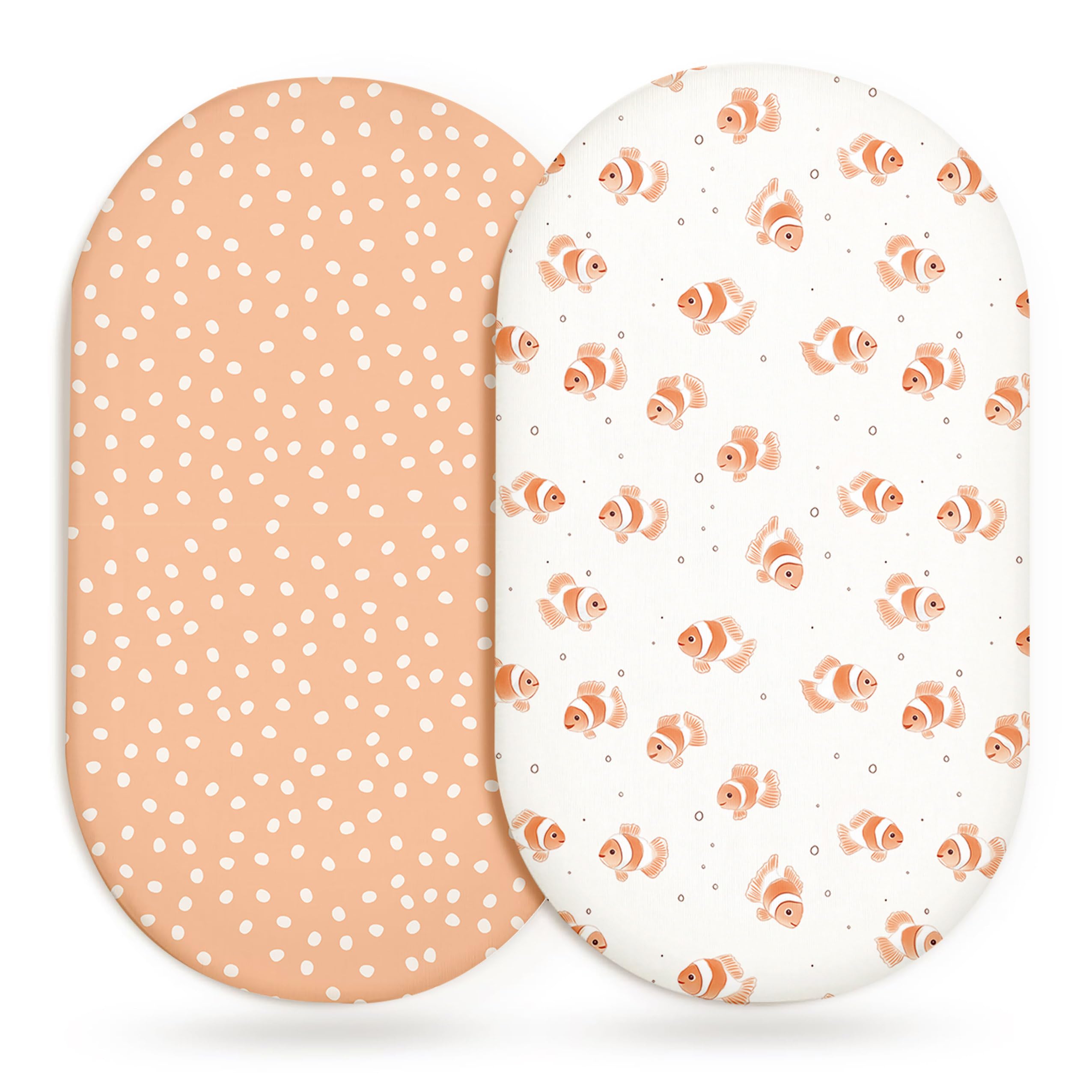 Bassinet Sheets, Fitted Baby Mattress Covers, 33" x 17", Nemo Dots