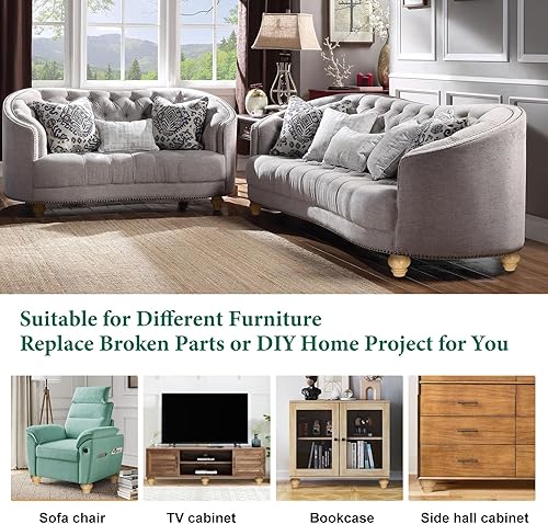 Miniatura 7 de FoDau770 Patas de madera de goma para muebles de 3 pulgadas, patas de sofá modernas de mediados de siglo, patas de sofá resistentes, patas de sofá