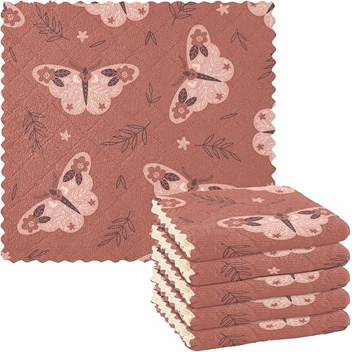 Floral Folk Art Butterfly Quality Print Towels for Drying Dishes Fast Drying Set of 6 Microfiber Absorbant Towel for Restaurant Coffee