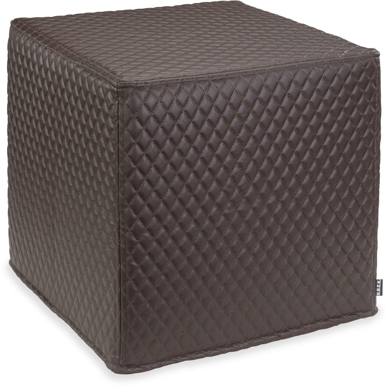 H.O.C.K. Matteo Hocker eckig Sitzwürfel 45x45x45cm Kunstleder braun und Taupe (45x45x45cm, braun)