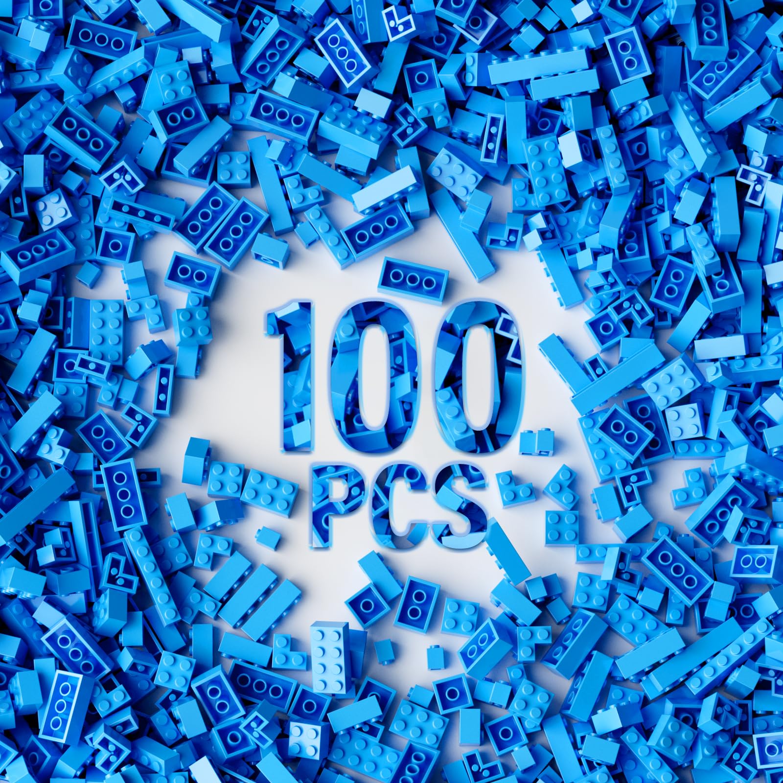 100 Piece Classic Building Blocks, Compatible with Lego Parts and Pieces (Color: Sky Blue)