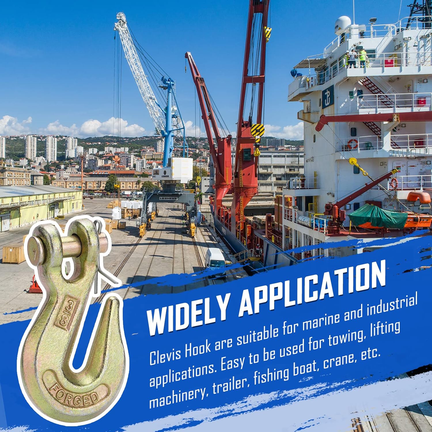 SPARKWHIZ 3/8" Clevis Grab Hooks, Tow Hook Grade 70 Forged Steel 6600 lbs WLL for Truck Trailer Tow Chain Transport (10 Pack) - Image 5