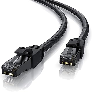 CSL - CAT 7 Network Cable Black Series - 2m - Gigabit Ethernet LAN Cable - Cotton Sheath - 10000 Mbits Patch Cable - S FTP PIMF Shielding with RJ 45 - Switch Router Gaming - comp to Cat 6 Cat 7 Cat 8