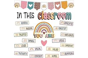 Boho Rainbow Bulletin Board Decorations: Classroom Motivation and Decor