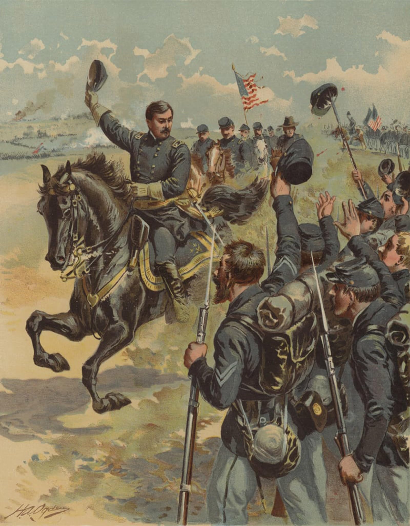 POSTERIIk Famous Modern Artwork Art Mural General Mcclellan At the Battle of Antietam by Henry Alexander Ogden Oil Paintings Pictures for Home Decor 60x90cm