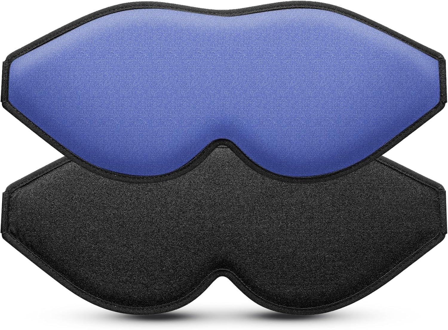Sleep Mask (Black) + Eye Mask Sleeping (Blue) for Women Men Side Sleeper, Light Blocking 3D Contoured Cup Sleeping Mask, Soft Breathable Sleep Eye Mask with Adjustable Elastic Strap