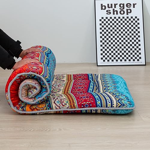 Miniatura 127 de Colchón futón japonés de piso gris constelación, de piso tatami, portátil, para acampar, para niños, sofá cama plegable enrollable con protector de