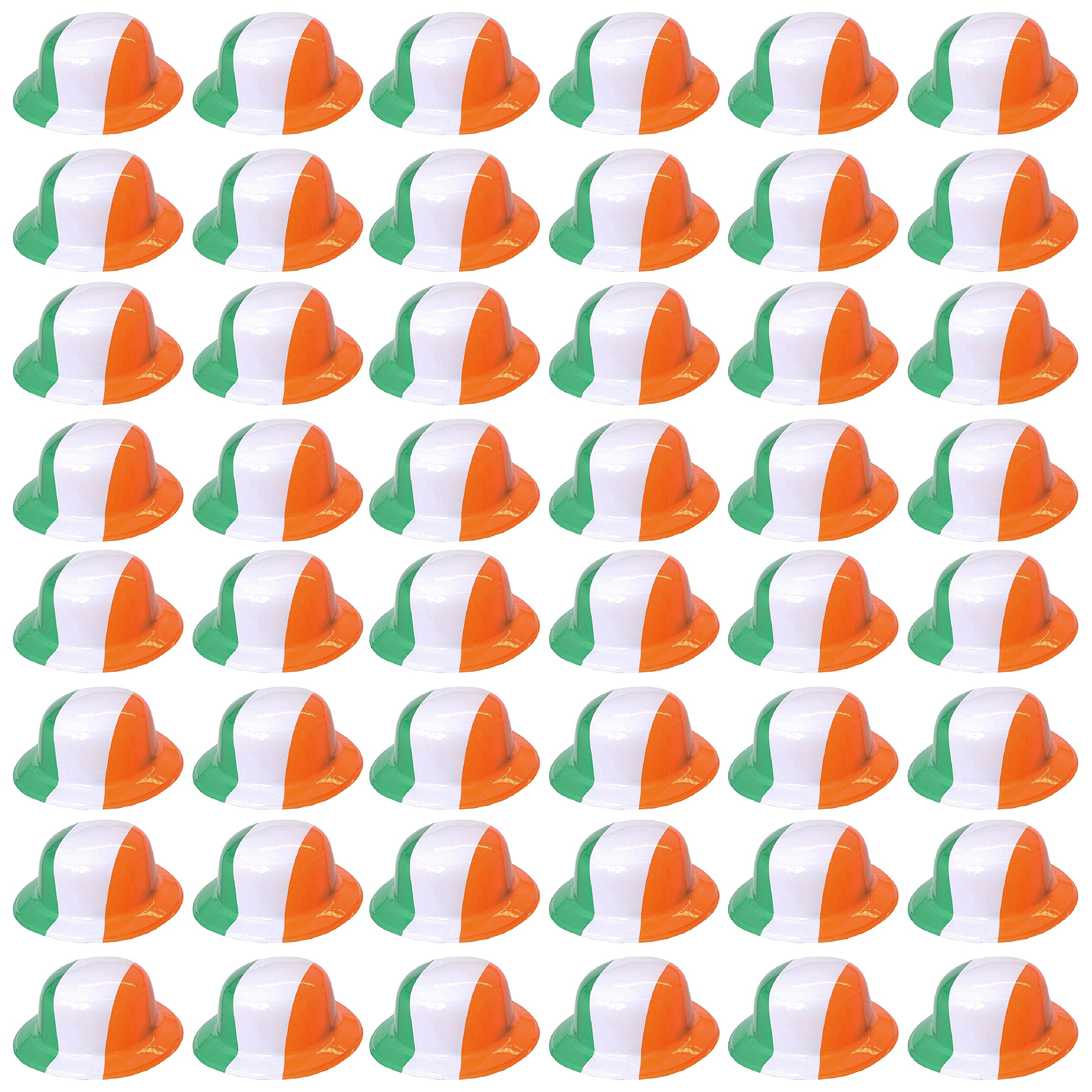 Irish Bowler Hat – Classic Plastic Bowler Hat with Irish Flag – Fancy Dress Accessory for St. Patrick’s Day, Ireland, Green Party, Parades, Festivals, and Sporting Events