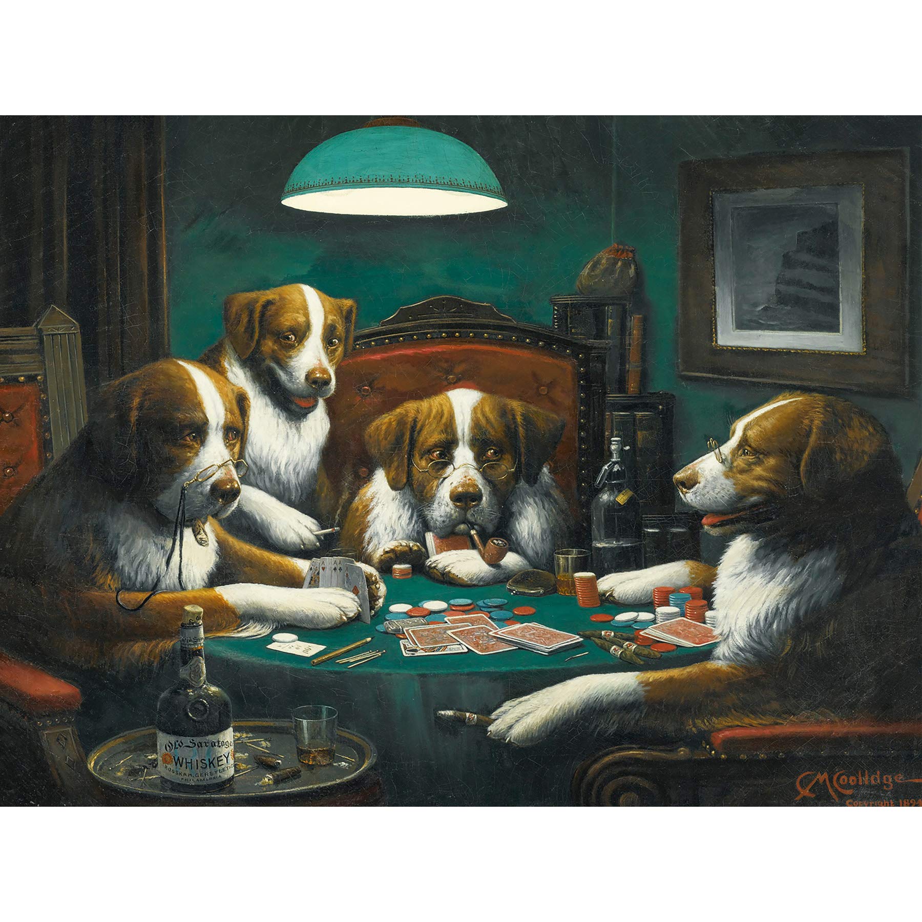 Artery8 Cassius Marcellus Coolidge Poker Game Dogs Painting Premium Wall Art Canvas Print 18X24 Inch