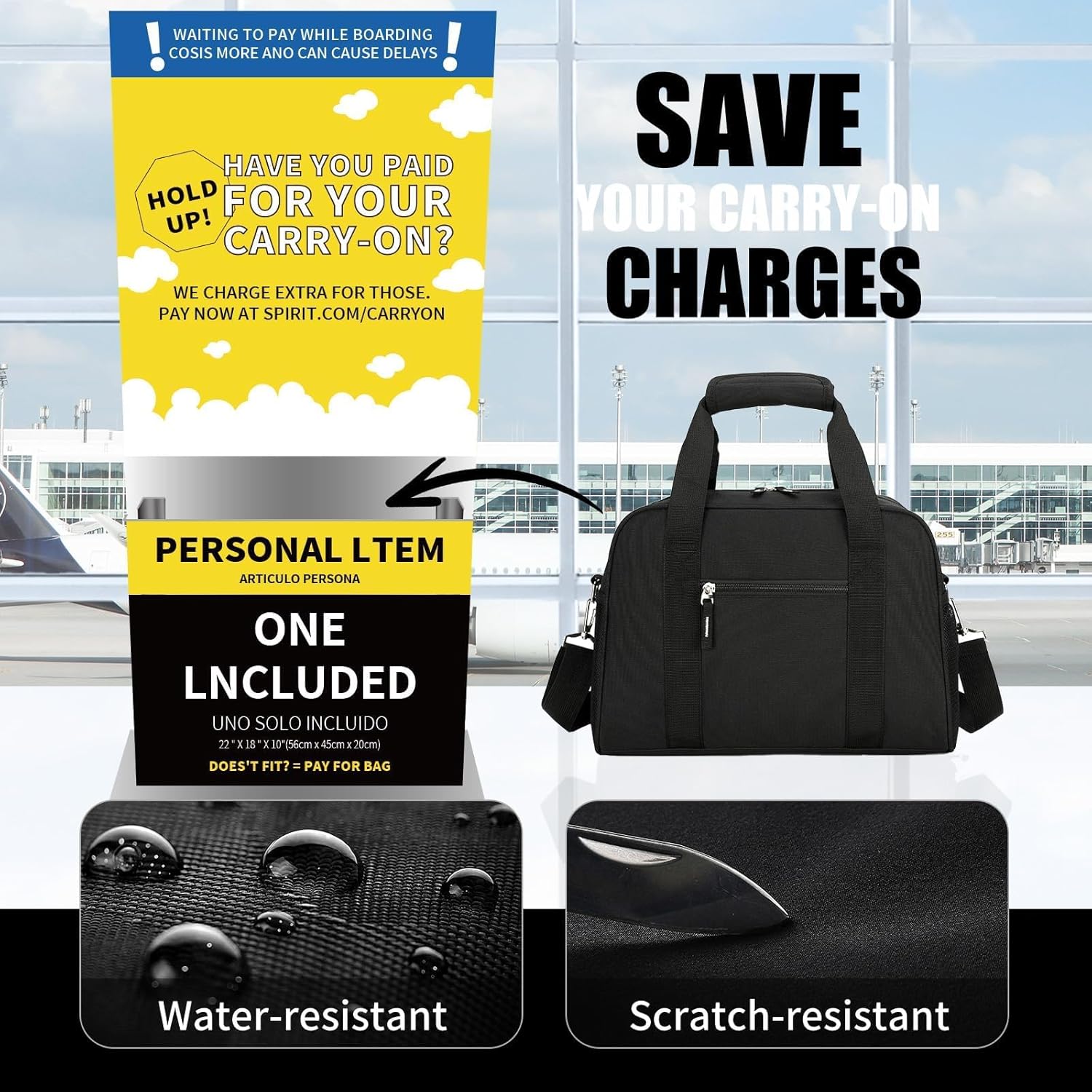 SeaRock 14 inch Small Gym Bag for Men & Women, Mini Duffle Bag for Travel Sports, Lightweight Carry On Duffel Bag, Black - Image 6