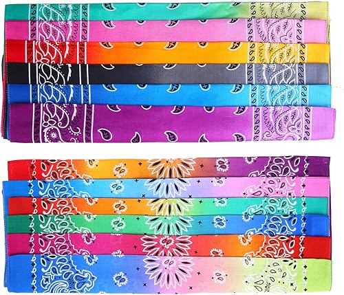 Miniatura 6 de URATOT Paquete de 12 bandanas de algodón degradado con estampado de cachemira