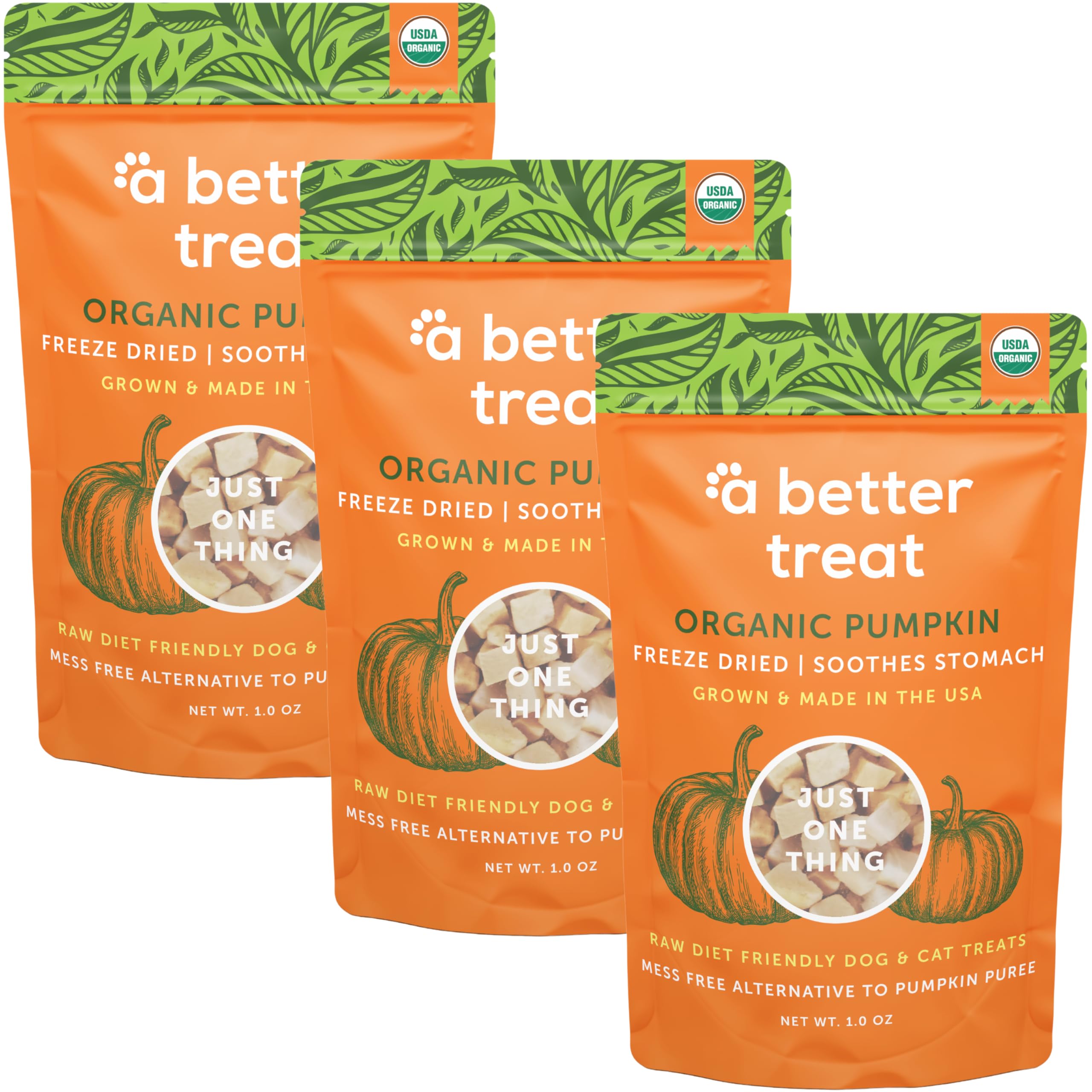 A Better Treat – Freeze Dried Organic Pumpkin Dog and Cat Treats, Organic, Single Ingredient | Natural, Healthy, Diabetic Friendly | Made in The USA