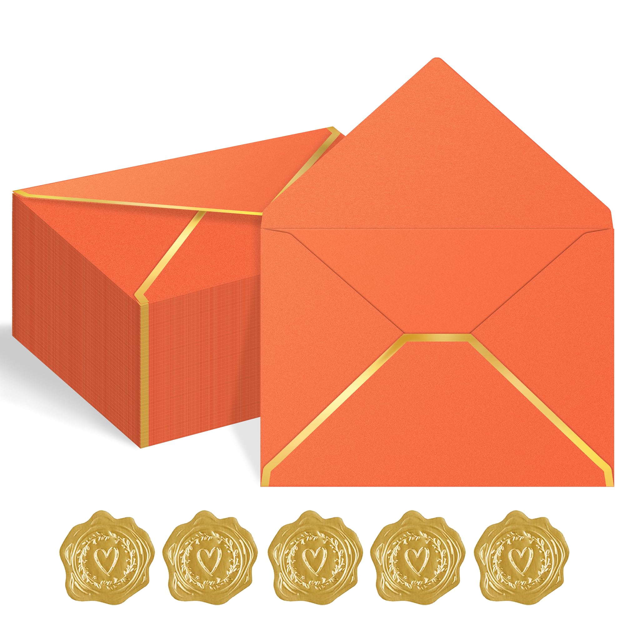 AVERZELLA 100 Pack A7 Envelopes, 250g Thick Shimmer Cardstock With Gold Foil V-Flap & Seals, For Invitations, Wedding, Baby Shower (Royal Blue, 5x7 In) - View #4