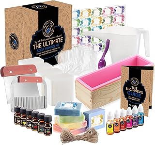 Soap Making Kit - Soap Making Supplies - DIY Kits for Adults and Kids with Shea Butter Soap Base, Fragrance Oils, Silicone Loaf Molds, Cutters & More Melt and Pour Soap Kit