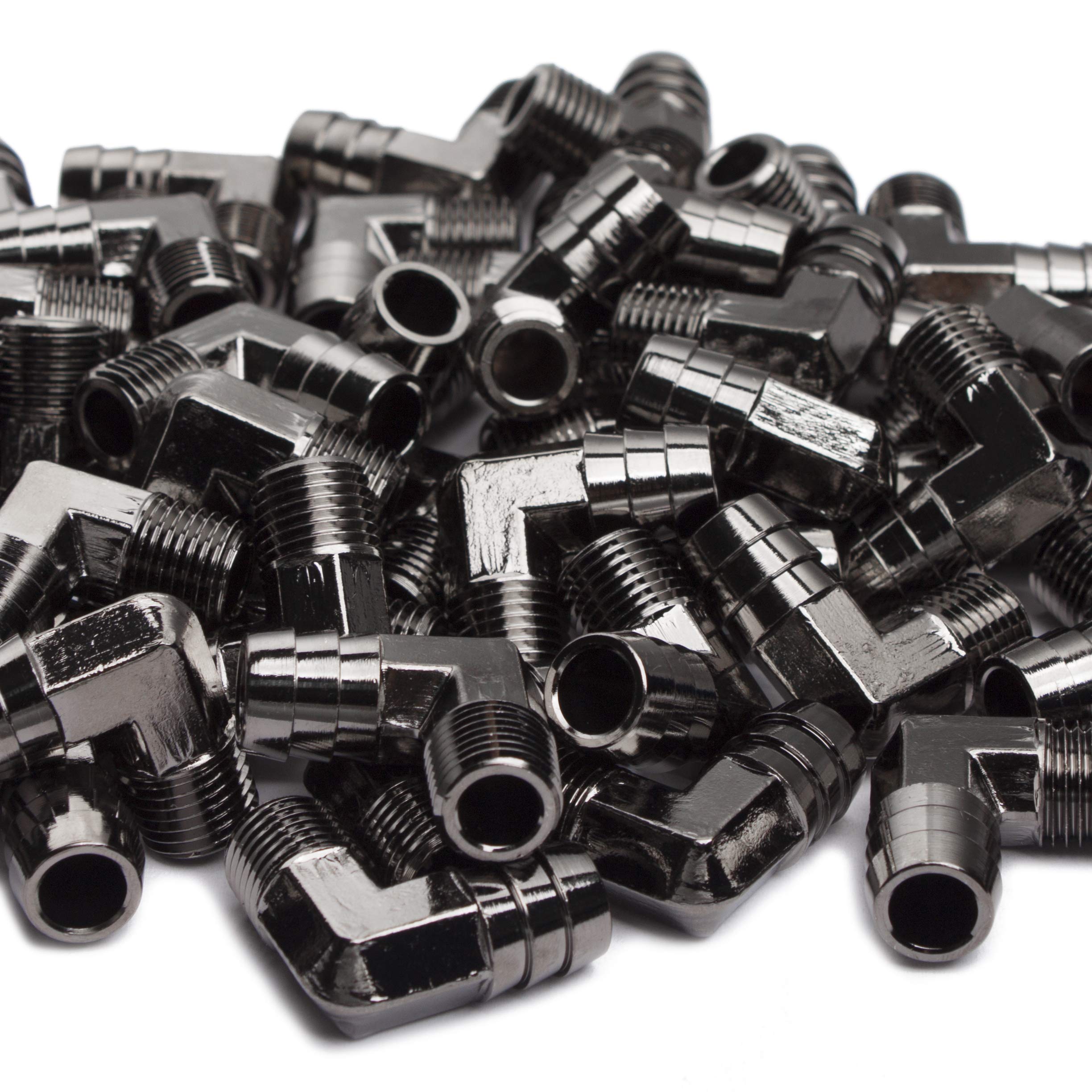 LTWFITTING Black Nickel Plating 90 Degree Elbow Brass Barb Fitting 1/2-Inch ID Hose x 1/4-Inch Male NPT (Pack of 200)