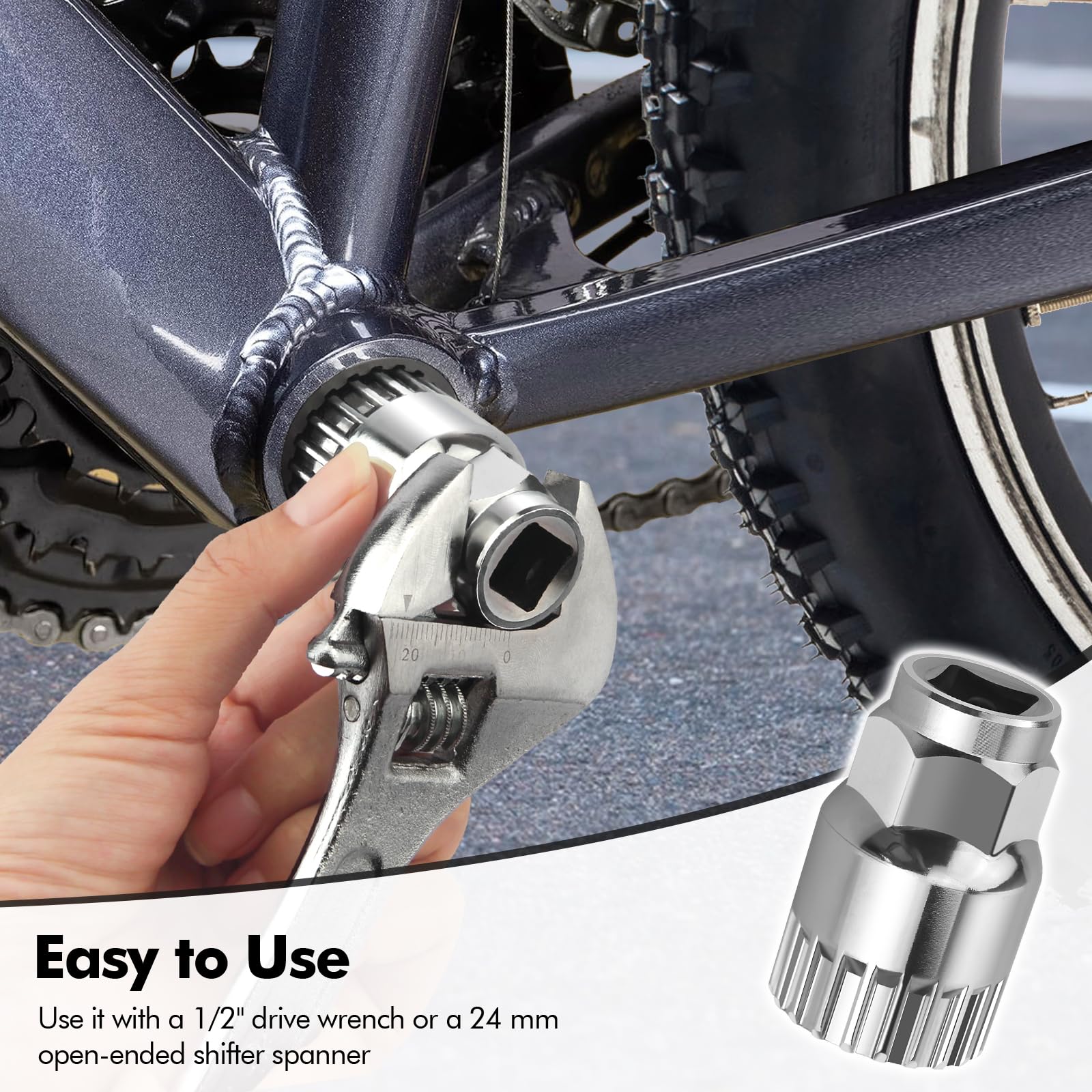 poeland Strumento per la rimozione del movimento centrale della bici, chiave per movimento centrale a cartuccia, strumenti standard a 20 denti per la rimozione BB della bicicletta (nero