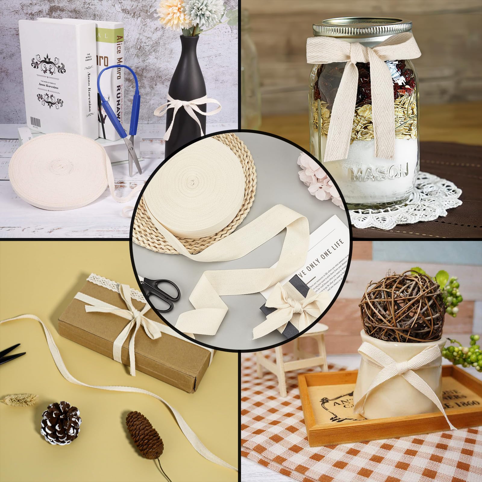 Nastro Di Cotone Twill 2,5cm X 50m - Beige, Per Cucito, Fai Da Te E Decorazioni - Foto 8