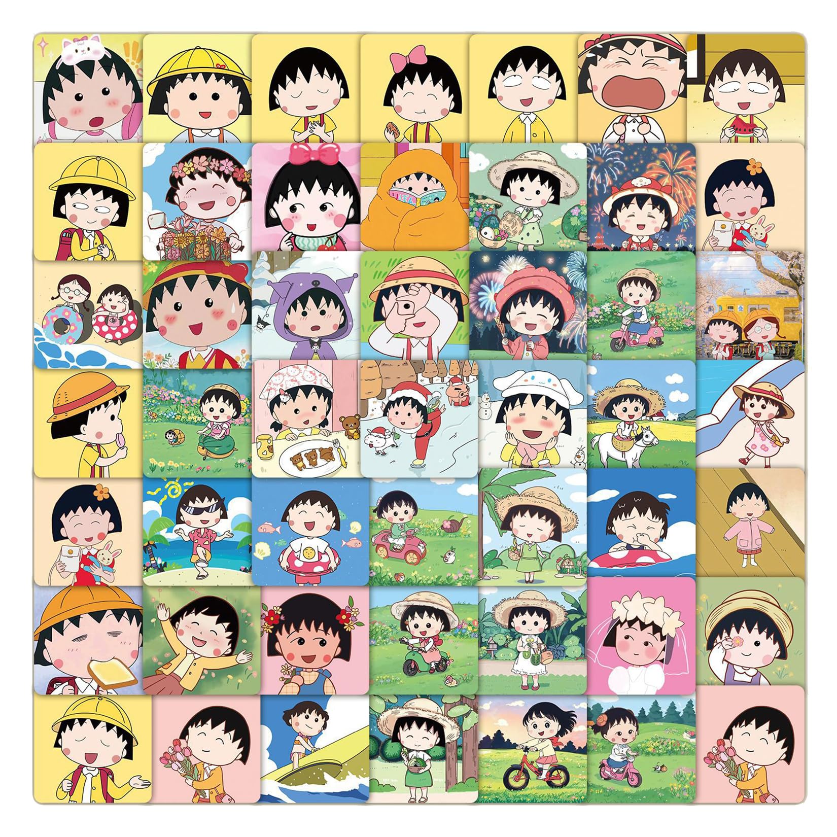 Cute Cartoon Chibi Maruko-chan Stickers(4 Sheets of 60 Stickers) for Gifts Laptop Phone Water Bottle Skateboard Luggage Car Bumper, etc FJKT