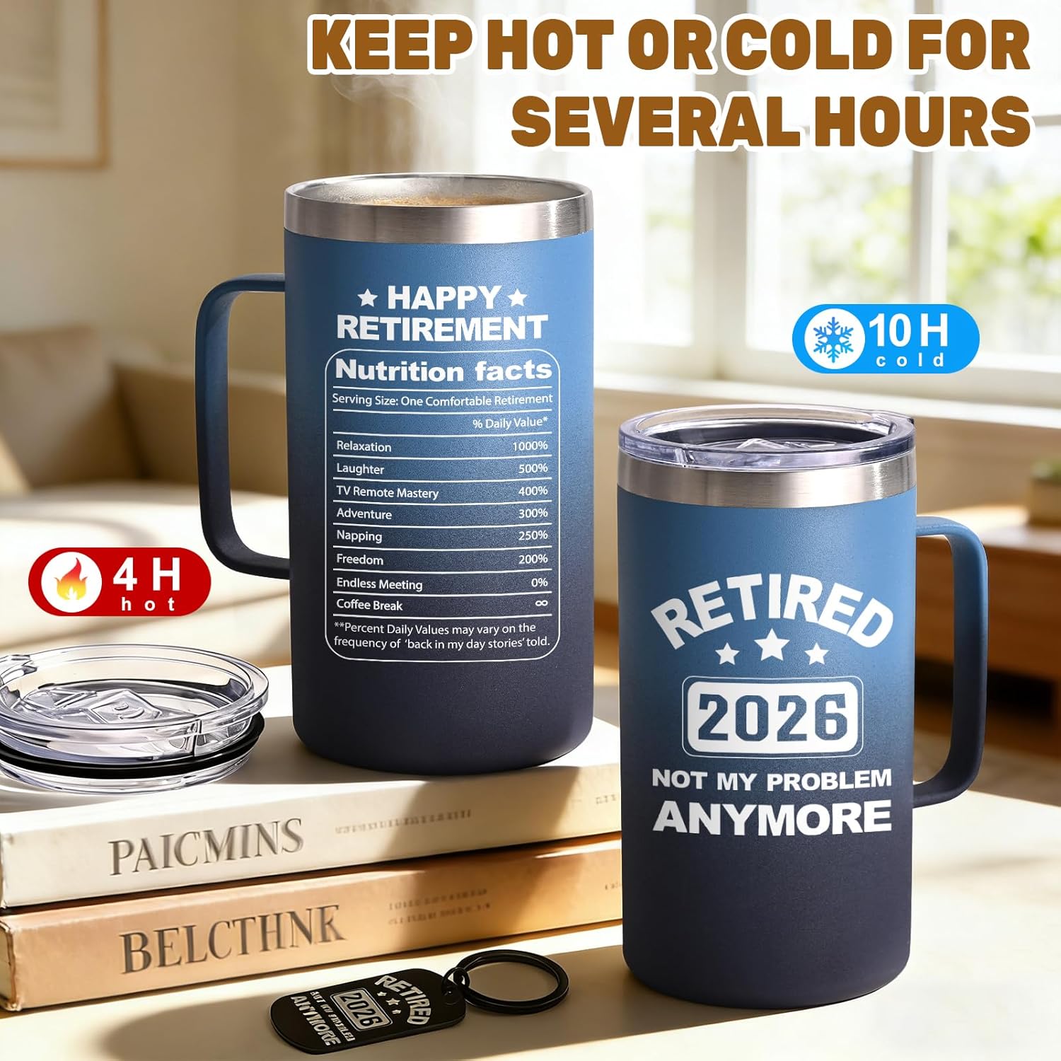 Qtencas Retirement Gifts for Men, Retired 2026 Not My Problem Anymore 20 Oz Insulated Coffee Mug, Retirement Gifts for Men Father Coworkers Friends, 2026 Teacher Retired Gift, Gradient - Image 3