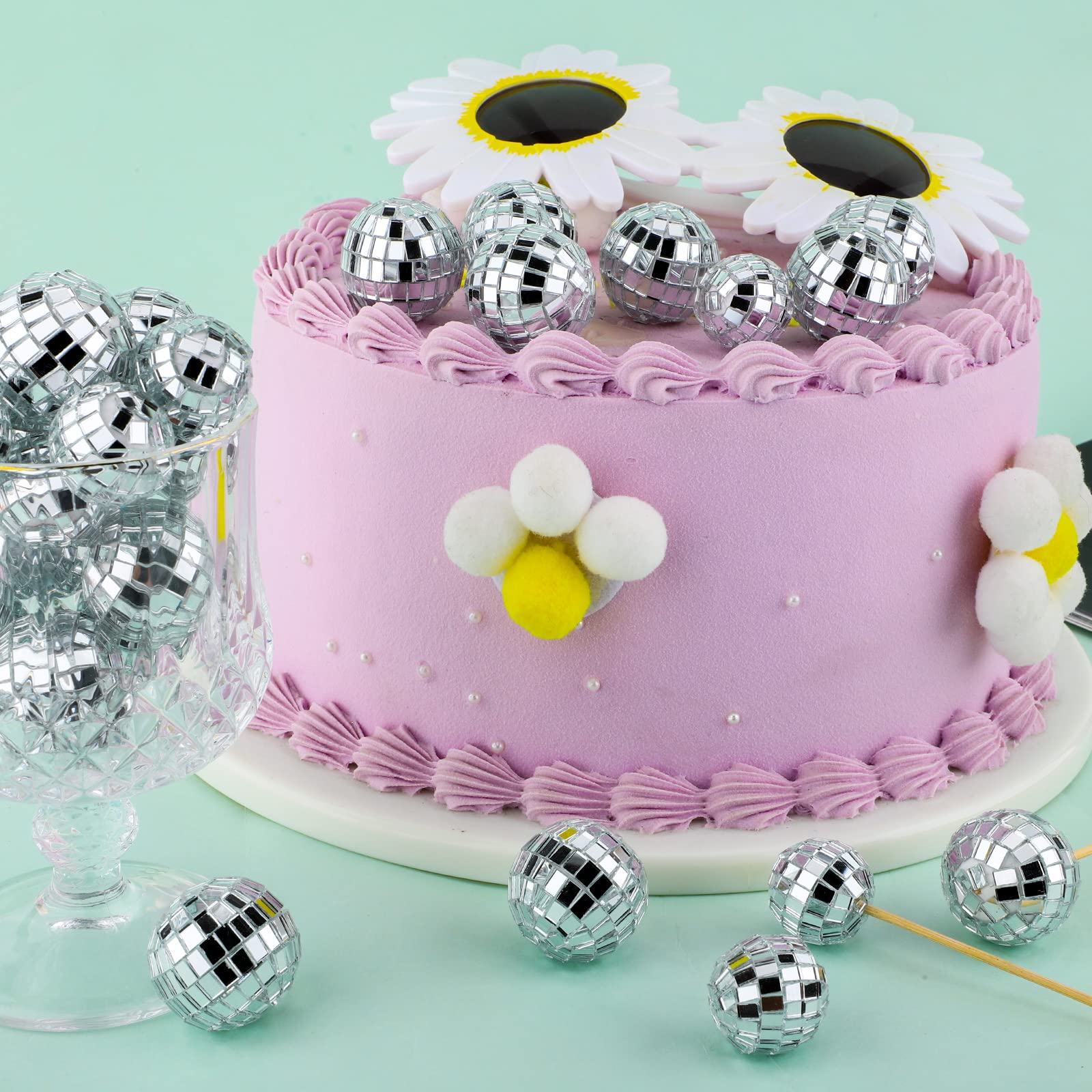 LaVenty Topper per torta con palla da discoteca Topper per torta con