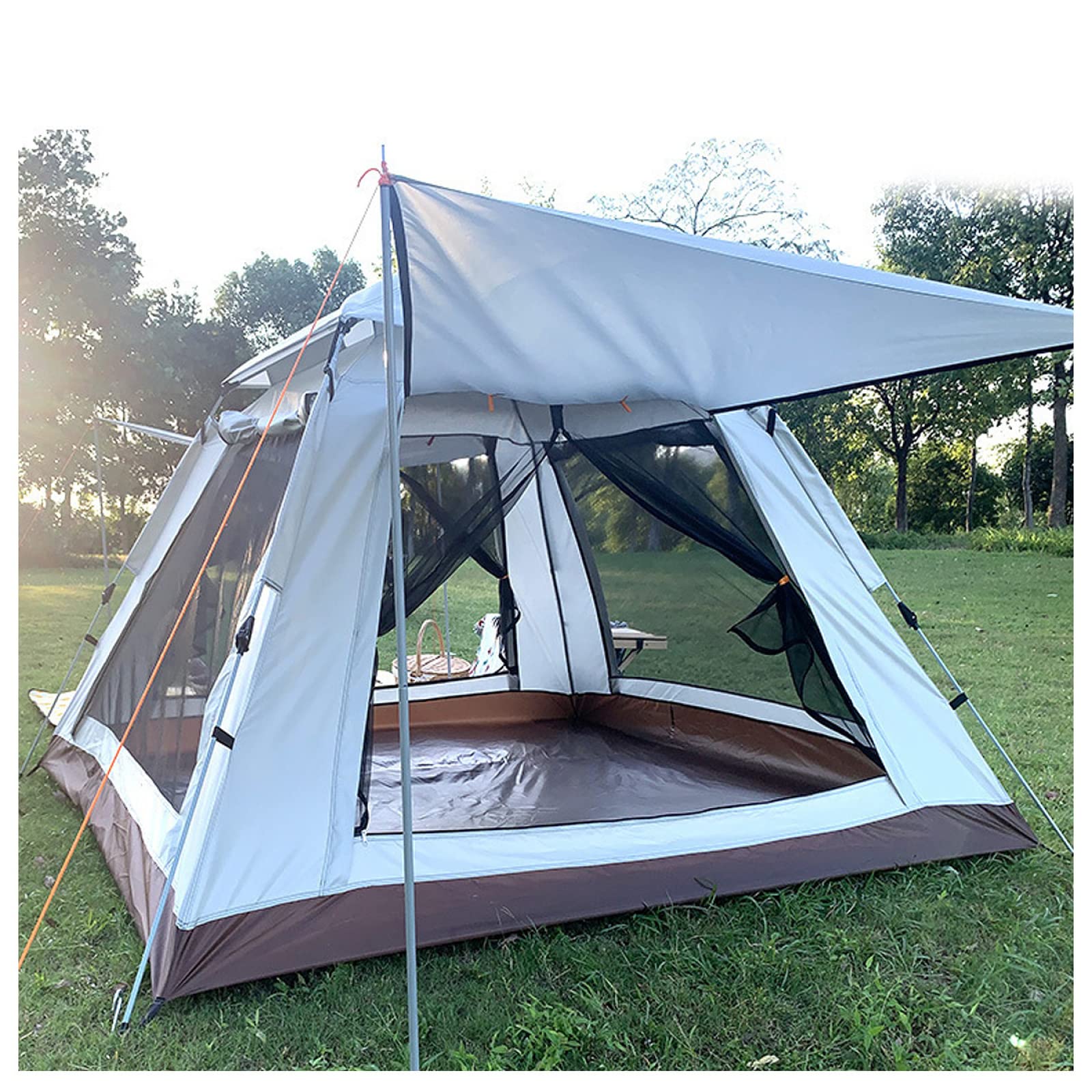 VLNAACH Blackout Tent 4 Man Sun Protection Tent With Porch Firm and Stable Camping Tenta for Hiking Camping