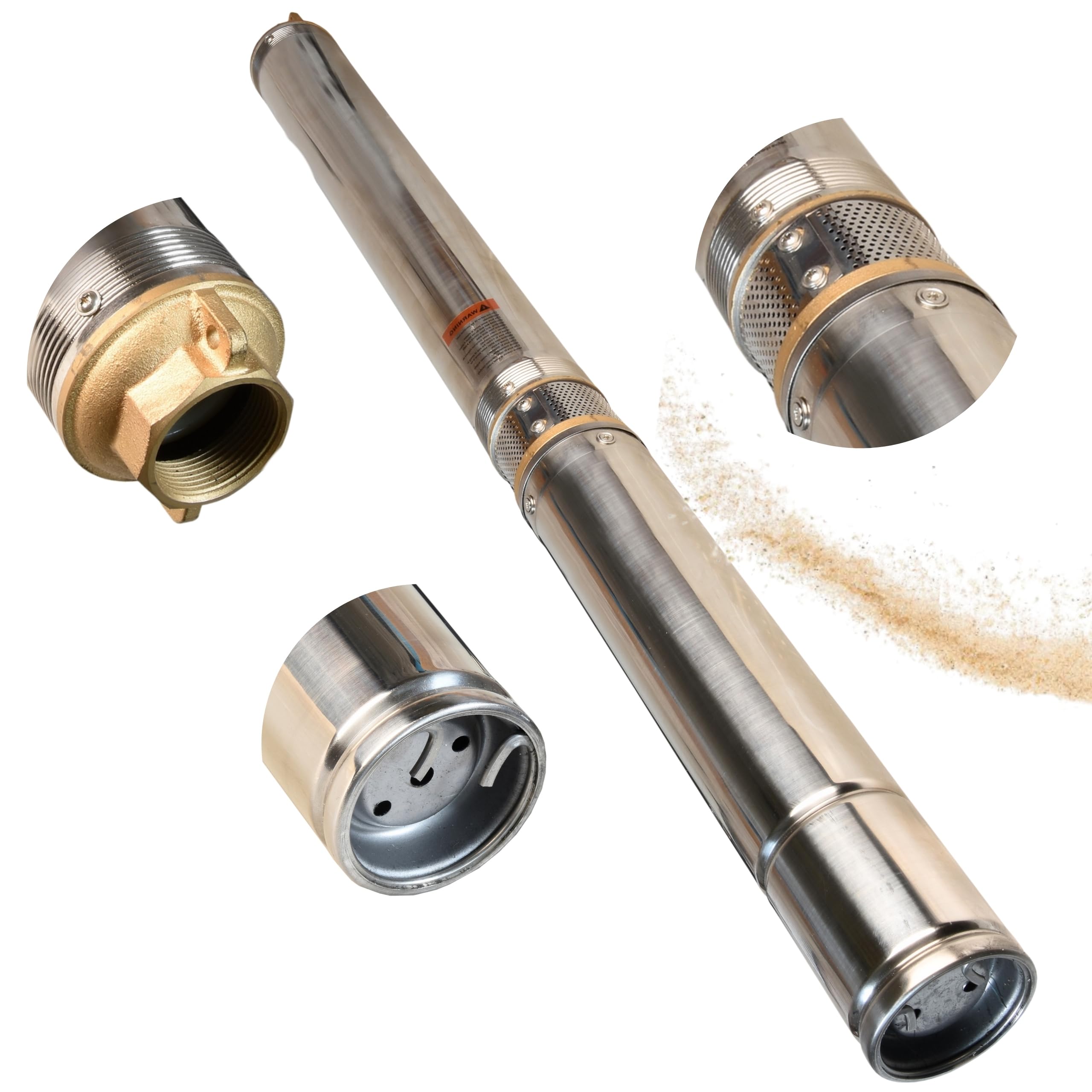 Pompe Immergée pour Puits 3.5" 4/15 (1100W 7200 l/h hauteur max 81m) - Compatible avec le Sable - Pompe à Eau Profond en Acier Inox - Pompe de Puits Submersible Usage Domestique Agricole Industriel