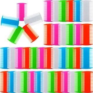 Hushee 100 Pack Double-Sided Flea Lice Tick Combs for Cats Dogs Kittens Puppies - Fine Tooth Grooming Tool, 5 Colors