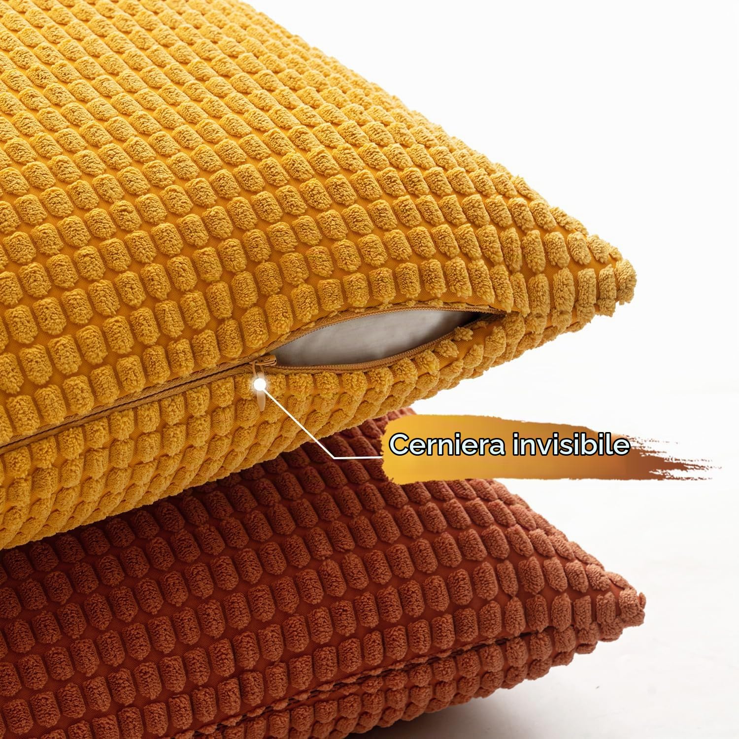 MIULEE Federe Cuscini Decorativi Divano Copricuscini Granula in Poliestere Federa Moderno Morbido Resistente Quadrato per Soggiorno Camera da Letto Casa Sedia 50x50 cm 4 Pezzi Serie Arancio-verde