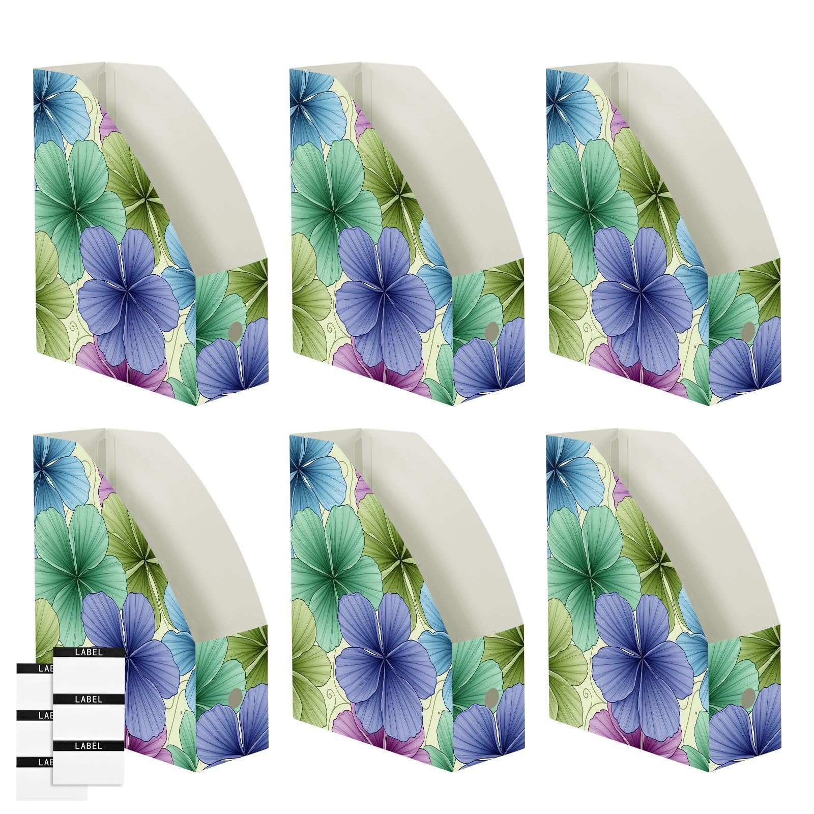 Aesthetic Flower Blue File Organizer with Vertical Archiving