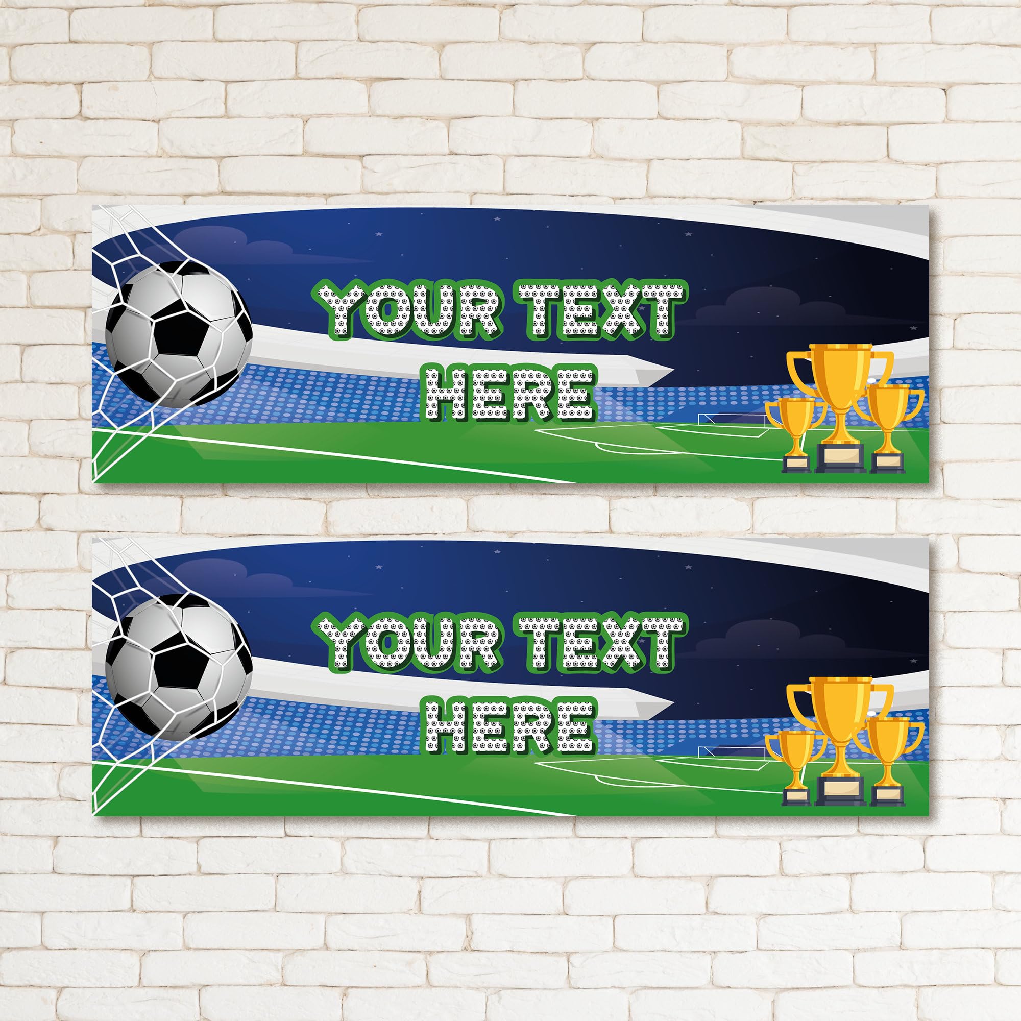 Set of two Personalised Football Banners For Kids Children Sports Soccer Football Party Wall Decor Party Supplies Birthday Party Banners Themed Party