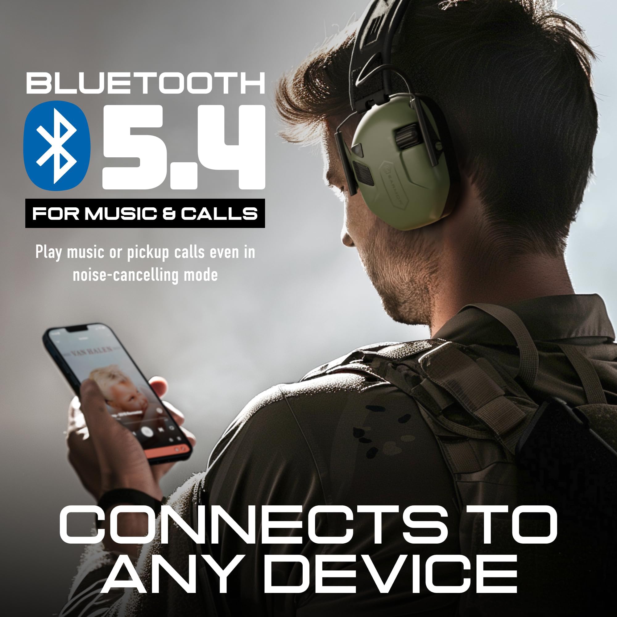 Earmor M300T, protezione dell'udito elettronica con Bluetooth, protezione dell'udito, protezione per le orecchie, attenuazione del rumore per caccia, tiro, SNR 29 dB, regolazione dinamica del rumore