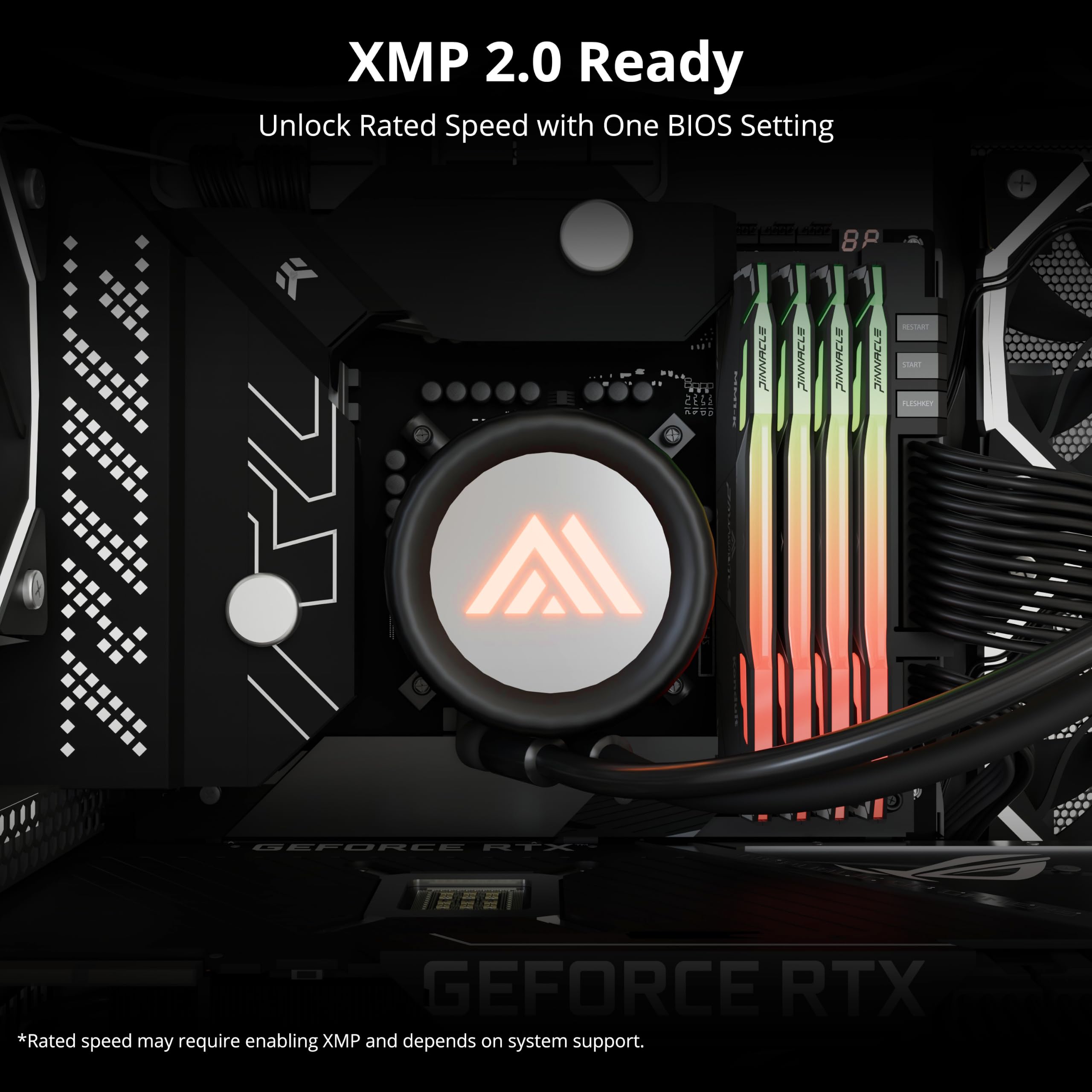 Timetec Pinnacle Konduit RGB XMP2.0 Overclocking 1.35V Compatible pour AMD et Intel Module de mémoire pour Ordinateur de Bureau de Jeu RAM - Noir (3200MHz 16GB)