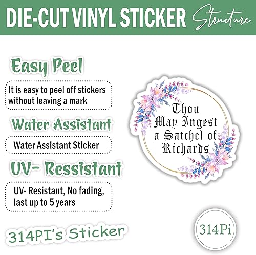 Miniatura 6 de 31PI - Calcomanías de vinilo troqueladas con texto en inglés Thou May Ingest a Satchel of Richards, calcomanías de vinilo troqueladas para asistente