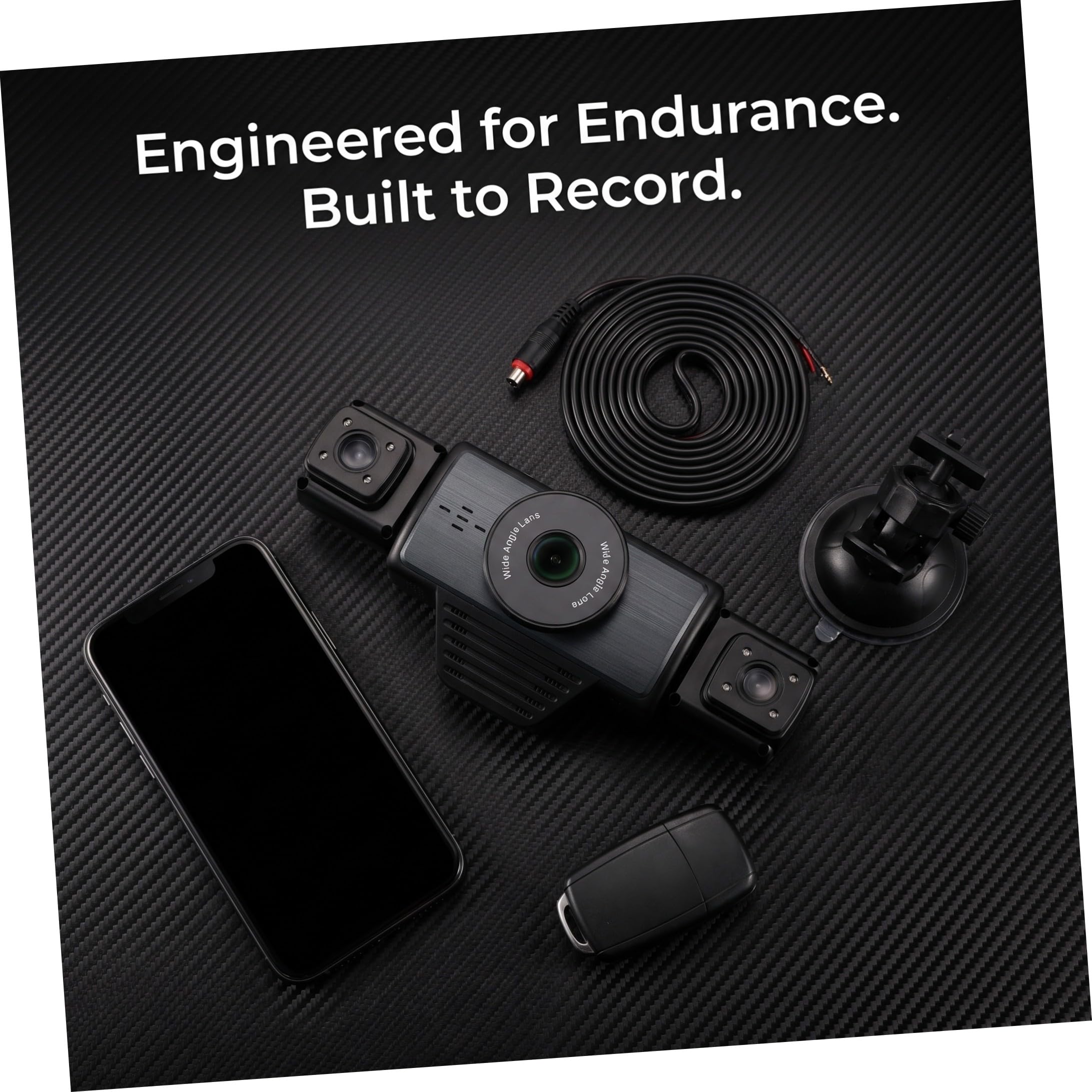 Mikikit Dash Cam Visione Notturna Infrarossi Wifi a Cinque Vie per Auto | Copertura Completa a Cinque Vie, Ampio Angolo, Registrazione Loop, Abs Nero