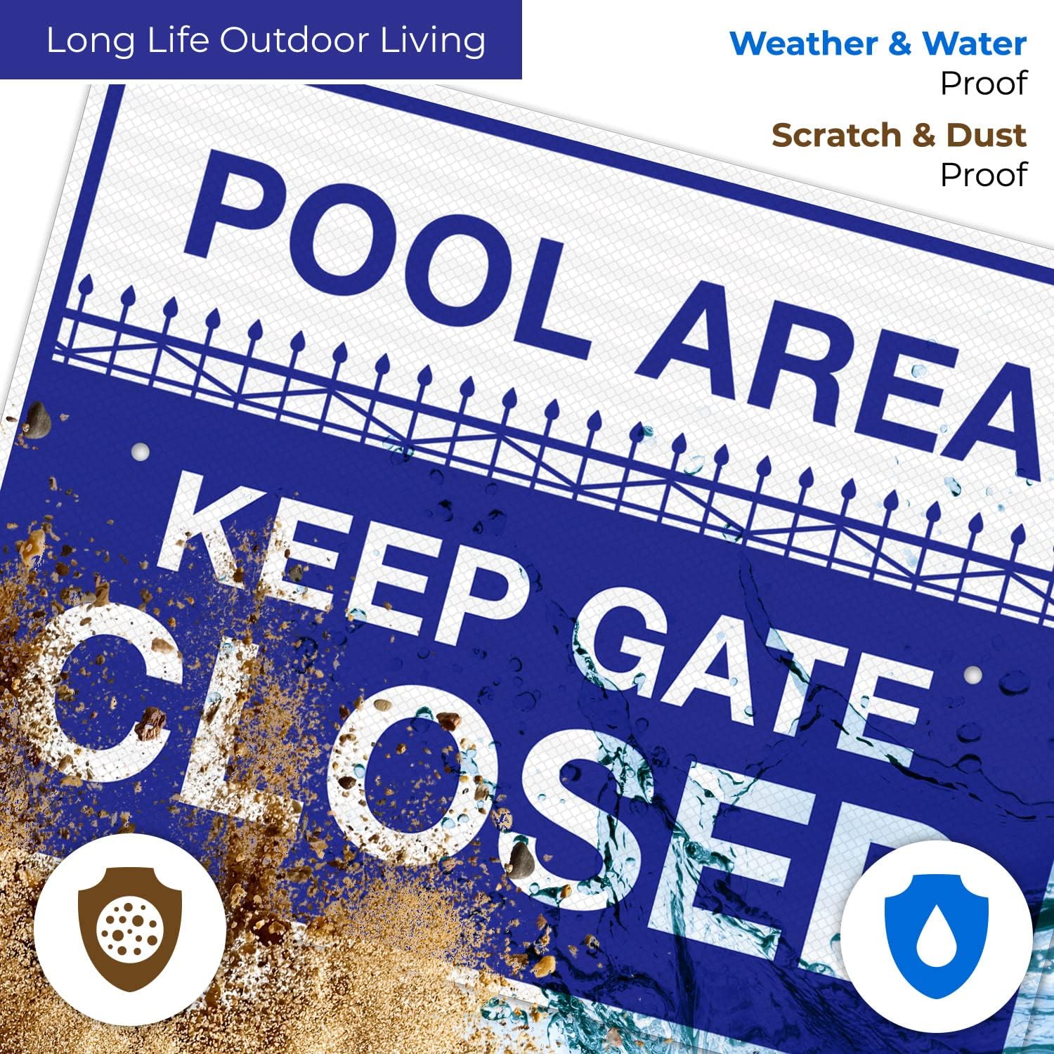 Pool Area Keep Gate Closed Sign, Pool Sign, 18x24 Inches, 3M EGP Reflective .080 Aluminum, Fade Resistant, Indoor/Outdoor Use, Made in USA