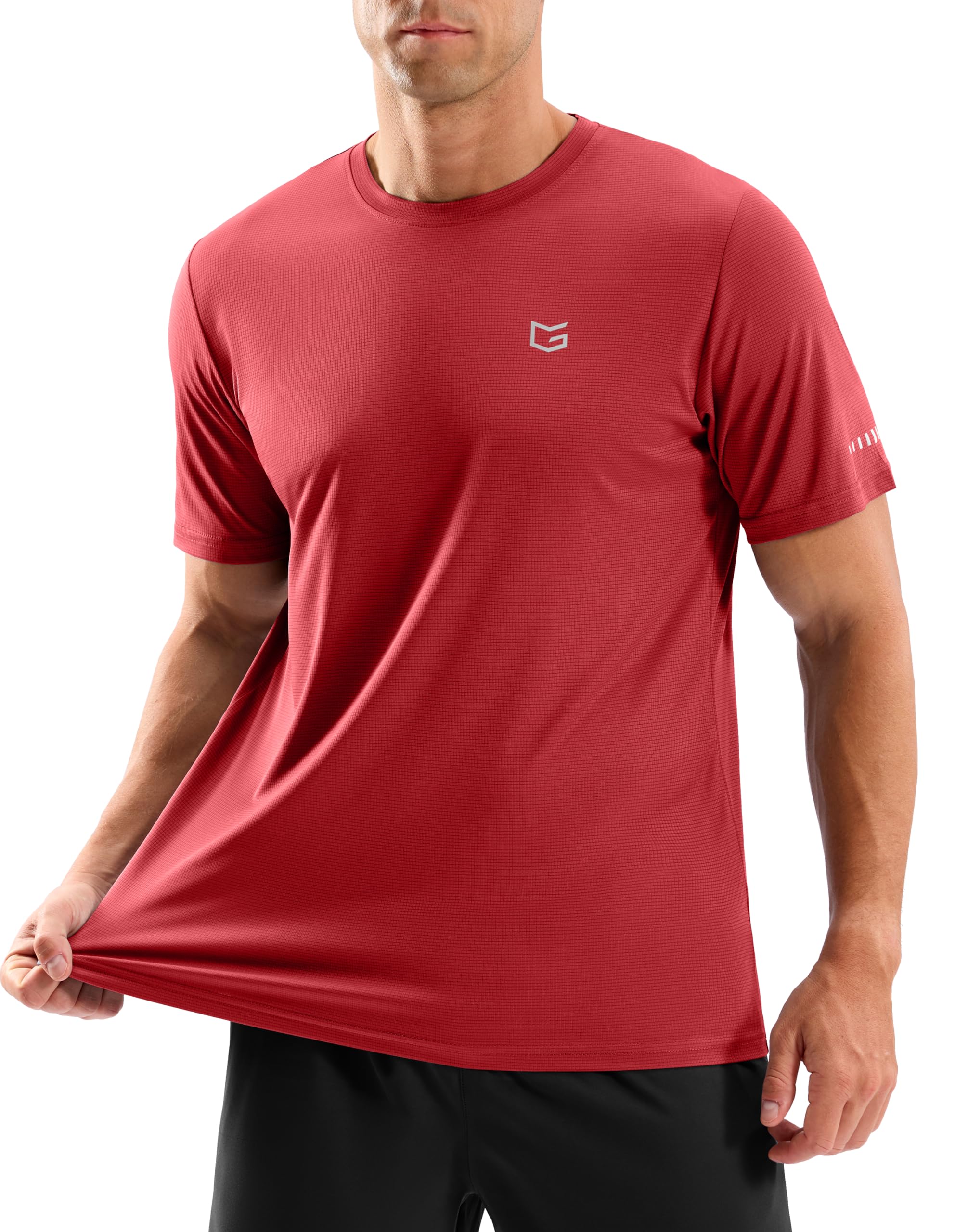 Men's Workout Breathable Grid T-Shirts Dry Fit UPF 50+ Sun Shirts Lightweight Cooling Tee for Athletic, Running, Hiking